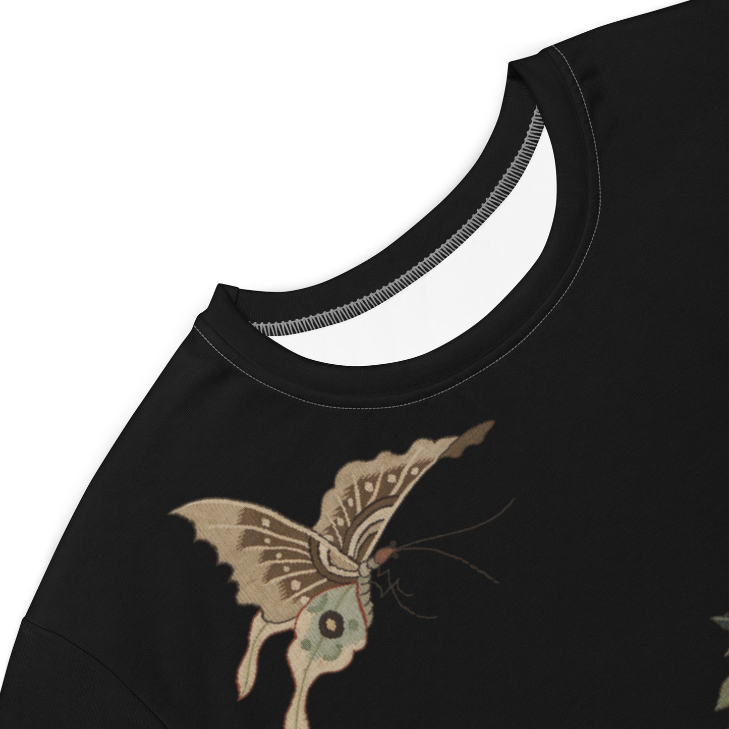 Kesi Flower Album|White Plum Blossoms and Butterfly|T-shirt dress|Black