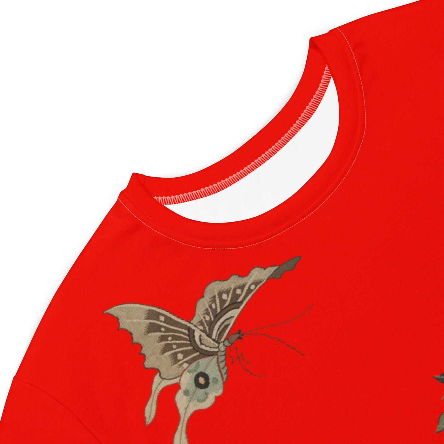 タペストリーの花|白梅と蝶|Tシャツドレス|Garnet red