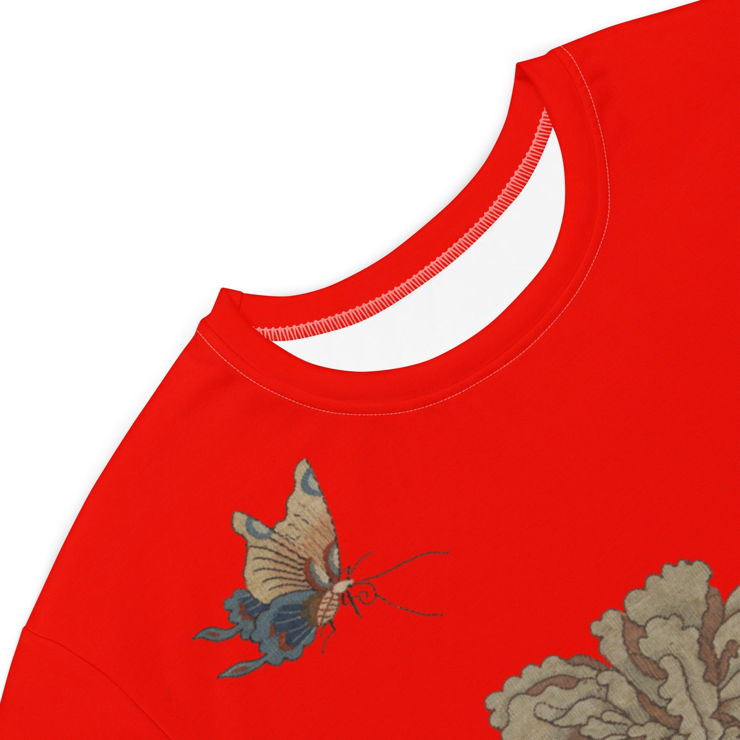 タペストリーの花|Peonies and Butterfly|Tシャツドレス|Garnet red