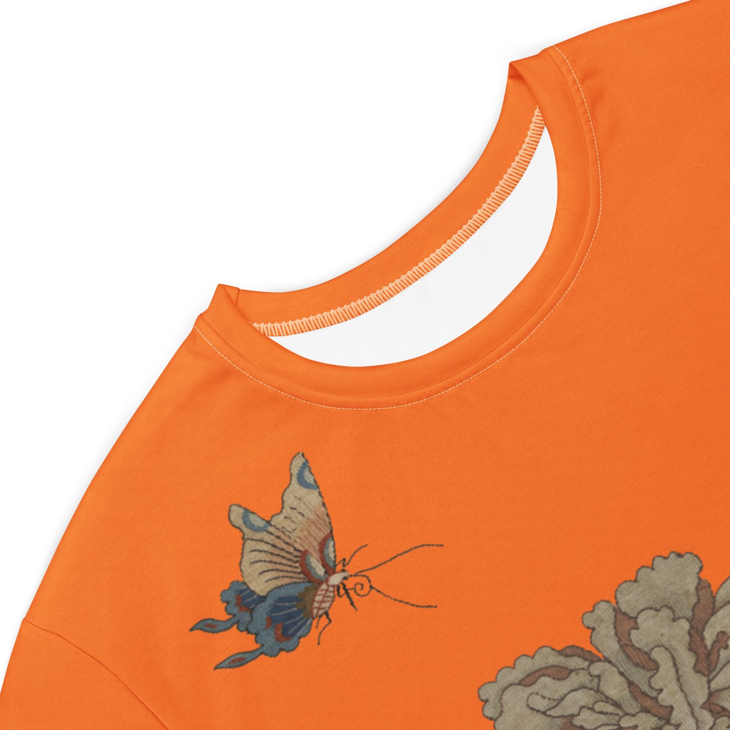 タペストリーの花|Peonies and Butterfly|T-shirt dress|Orange