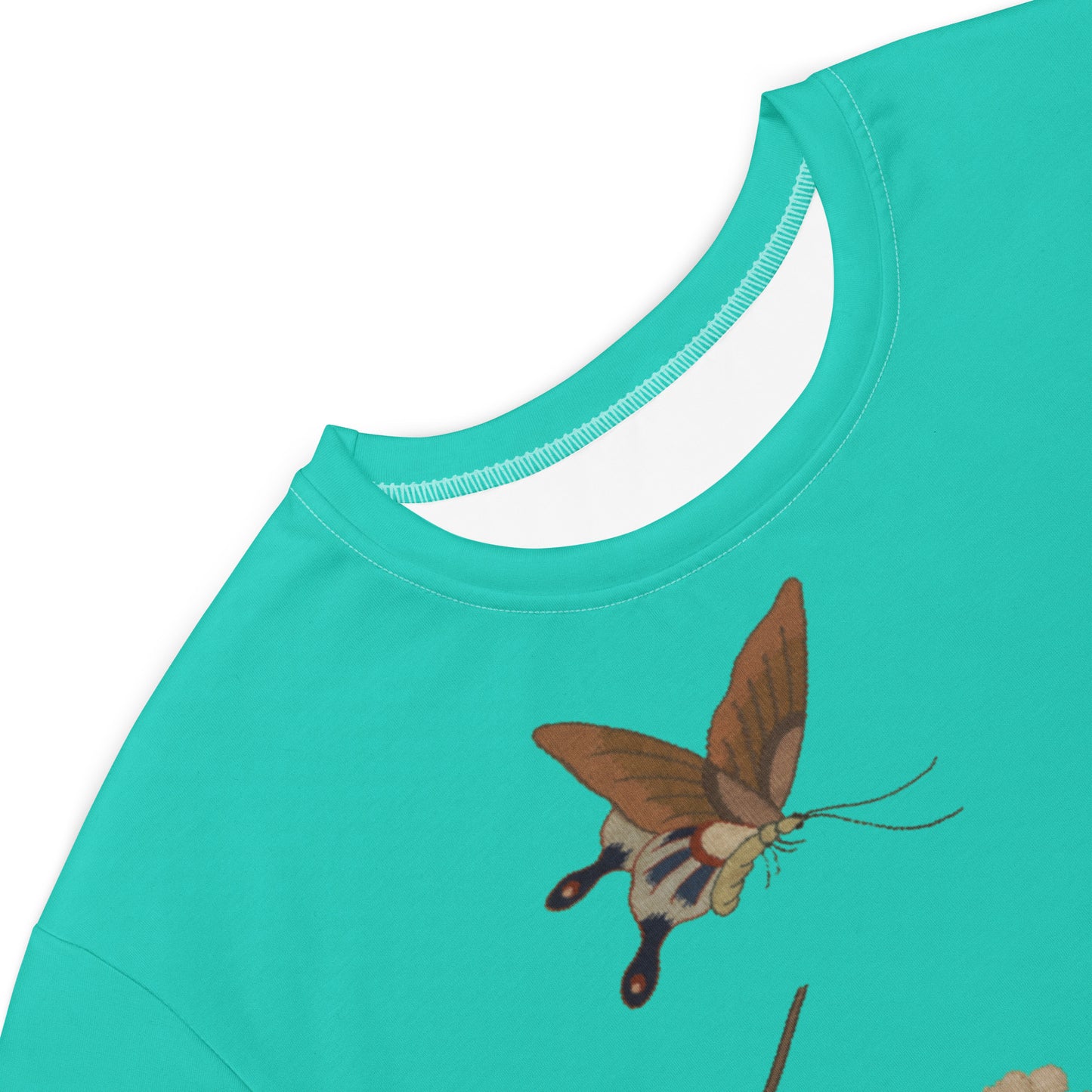 タペストリーの花|梅の花と蝶|Tシャツドレス|ターコイズ