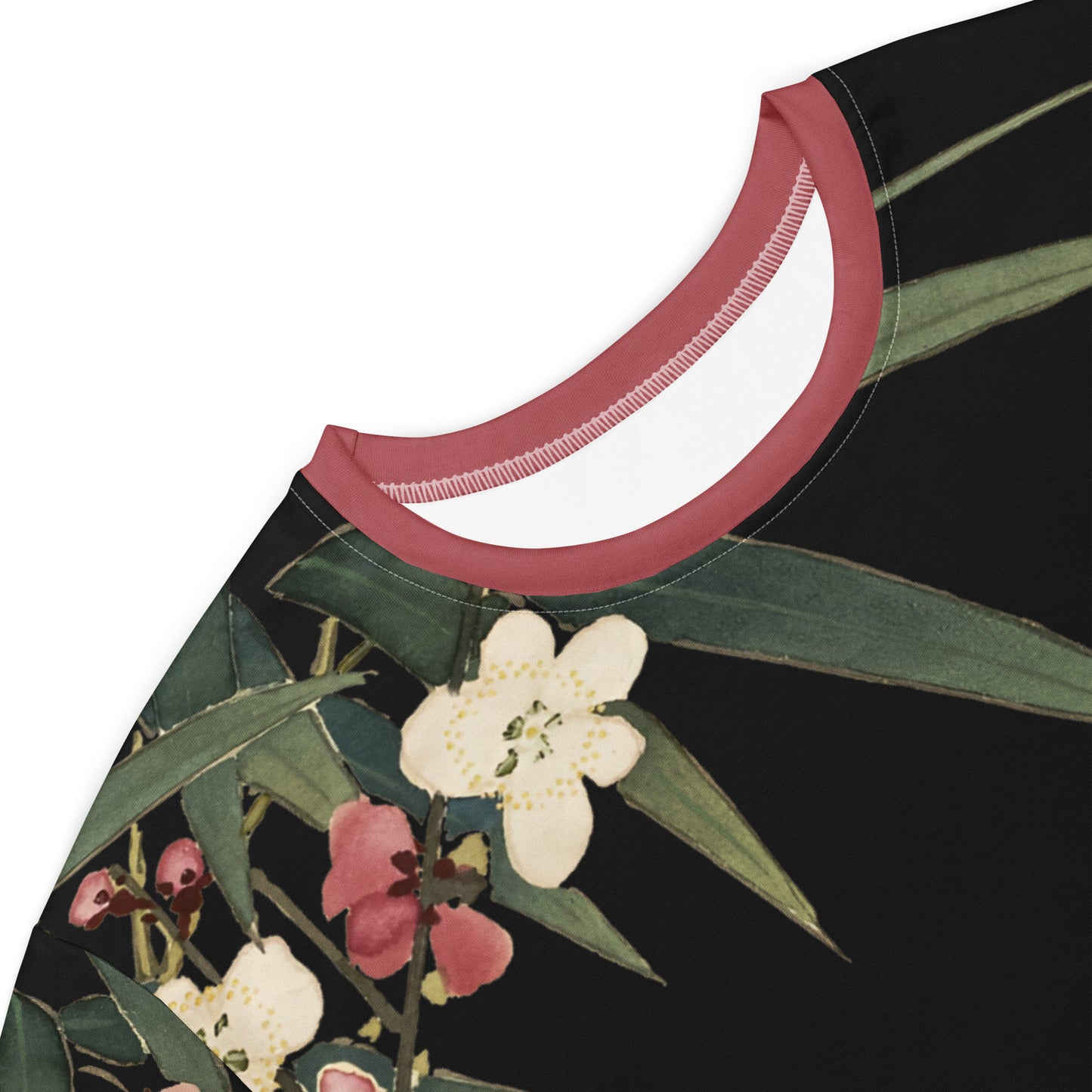 The Spirit of Flowers in Twelve Months|Crimson Plum Blossom and Lush Green Bamboo|T-shirt dress|Black