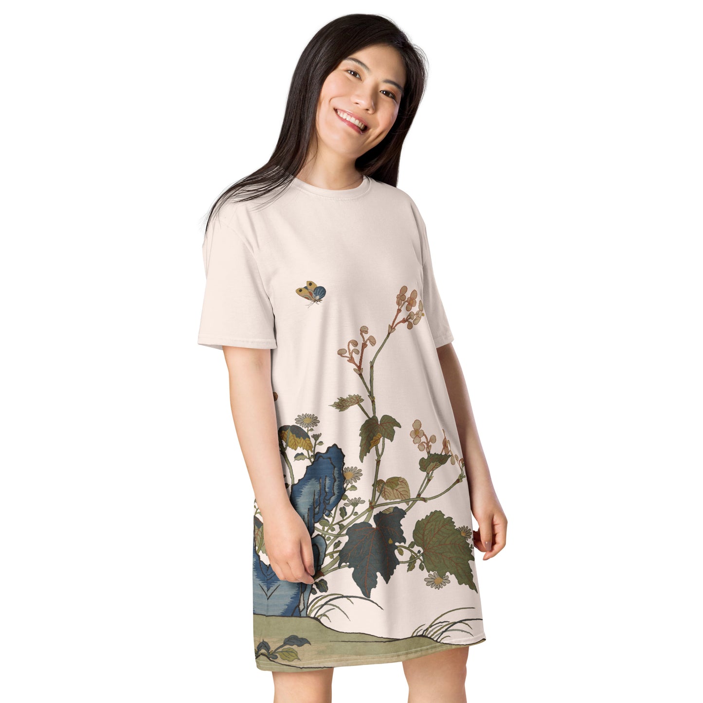 Kesi Flower Album|Begonia Blossoms|T-shirt dress|Fish belly white