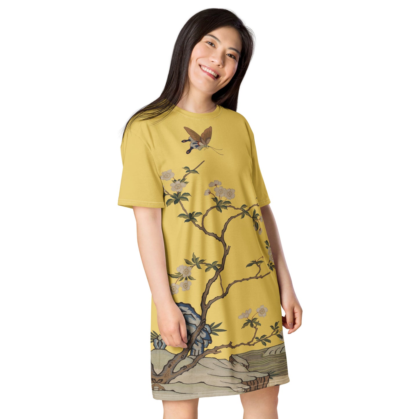 Kesi Flower Album|Plum Blossoms and Butterfly|T-shirt dress|Gold
