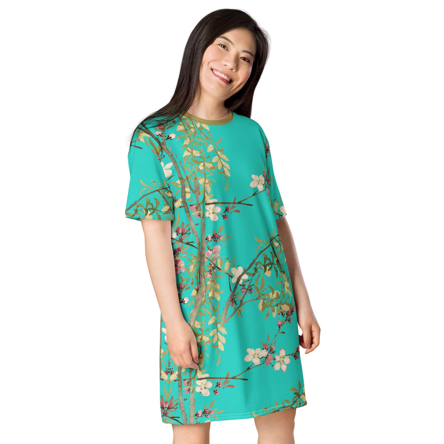 The Spirit of Flowers in Twelve Months|Willow and Peach Blossom|T-shirt dress|Turquoise