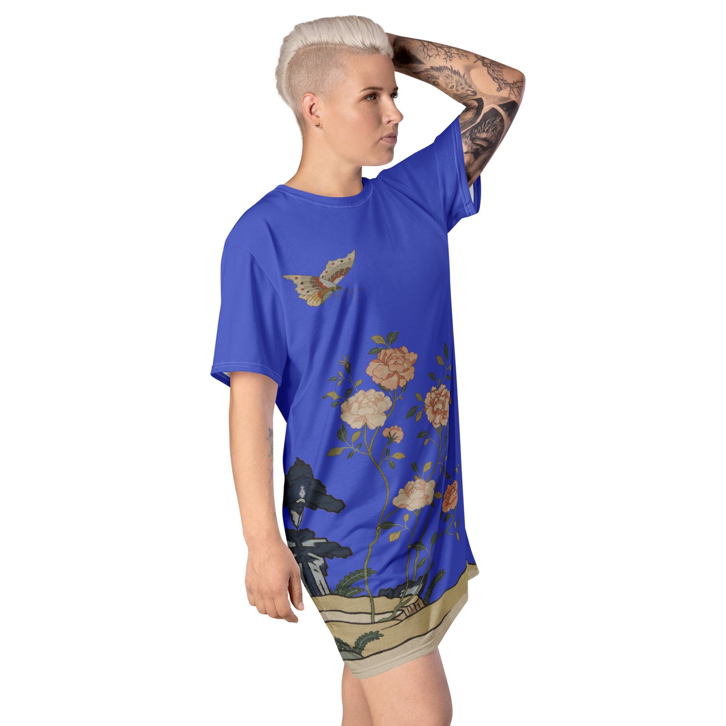 Kesi Flower Album|Red Roses|T-shirt dress|Royal blue