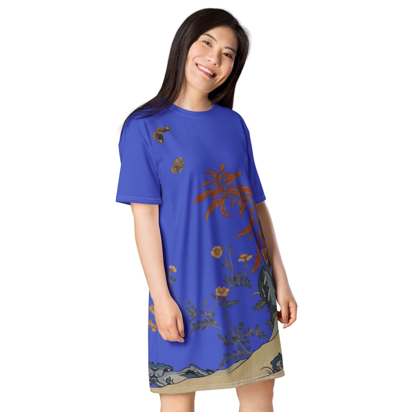 Kesi Flower Album|Butterflies and Flowers|T-shirt dress|Royal blue