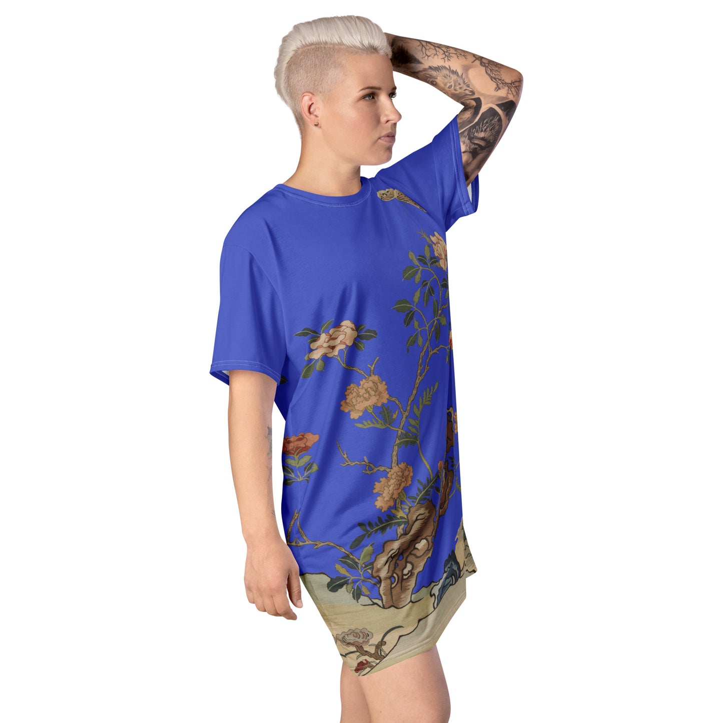 Kesi Flower Album|Camellia and Butterfly|T-shirt dress|Royal blue