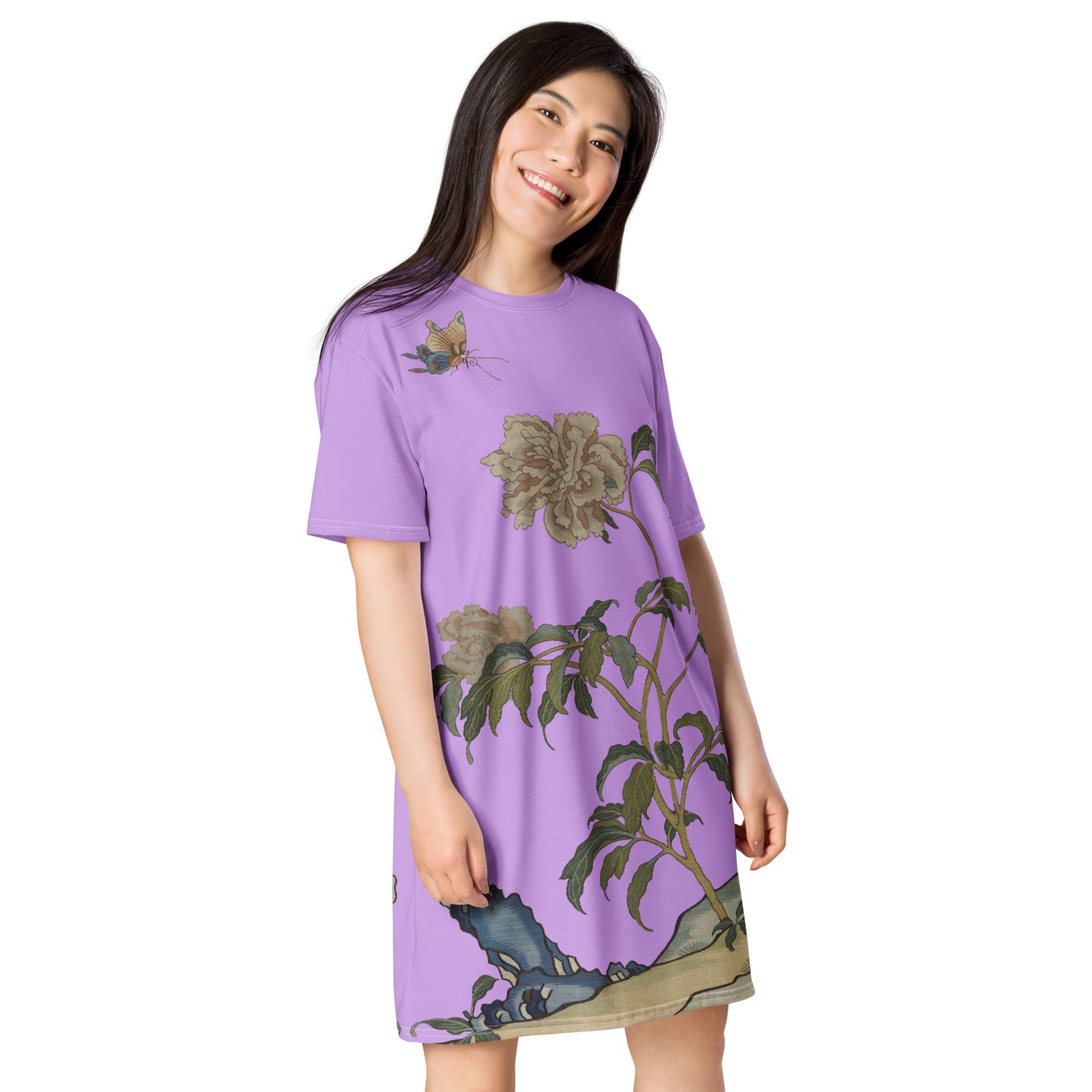 Kesi Flower Album|Peonies and Butterfly|T-shirt dress|Lilac