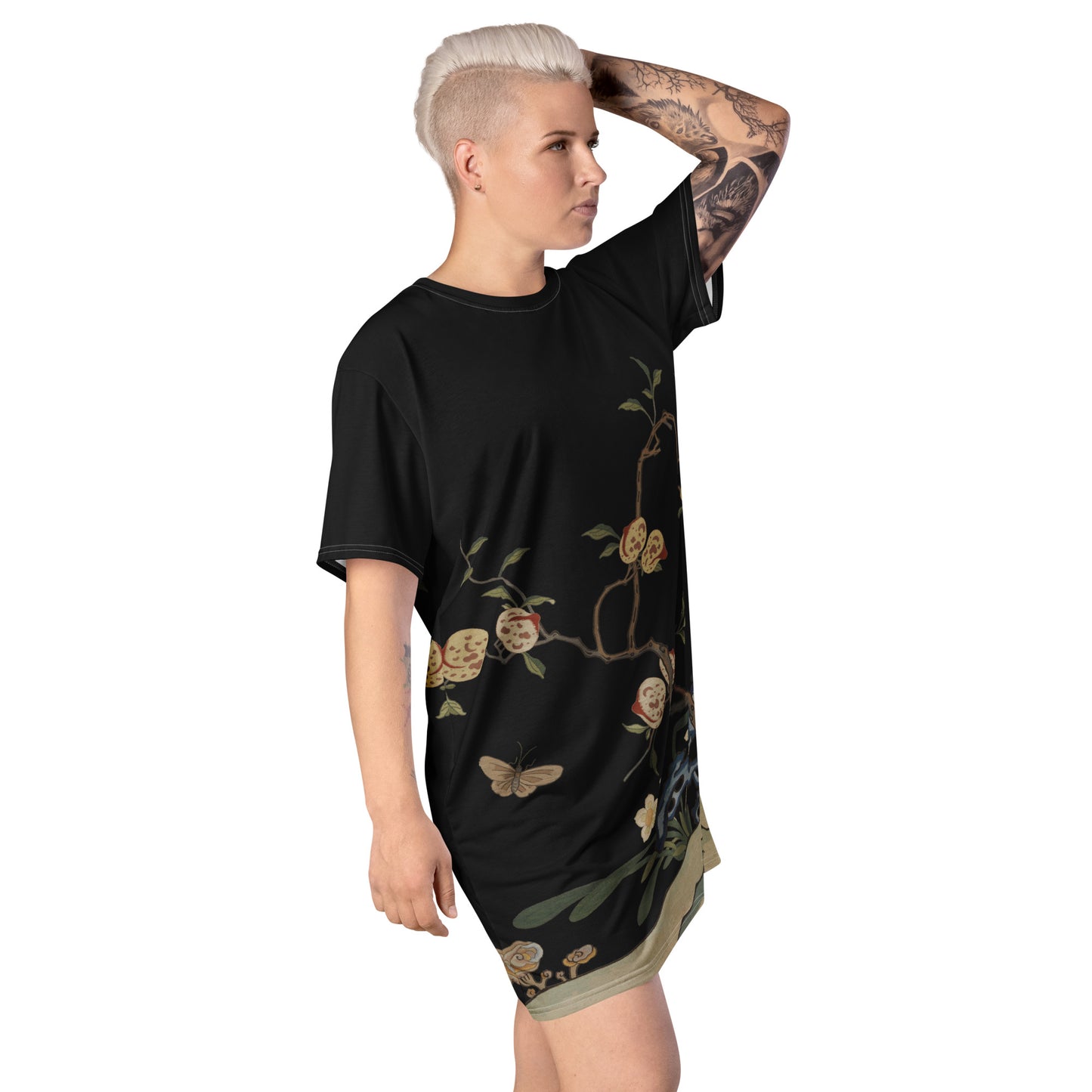 Kesi Flower Album|Narcissus and Peaches|T-shirt dress|Black