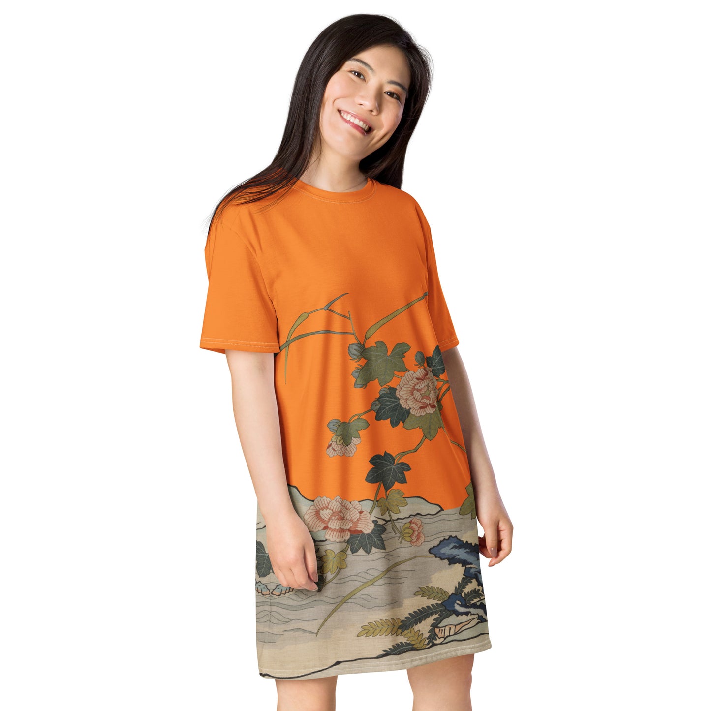 タペストリーの花|Hibiscus by the Water|T-shirt dress|Orange