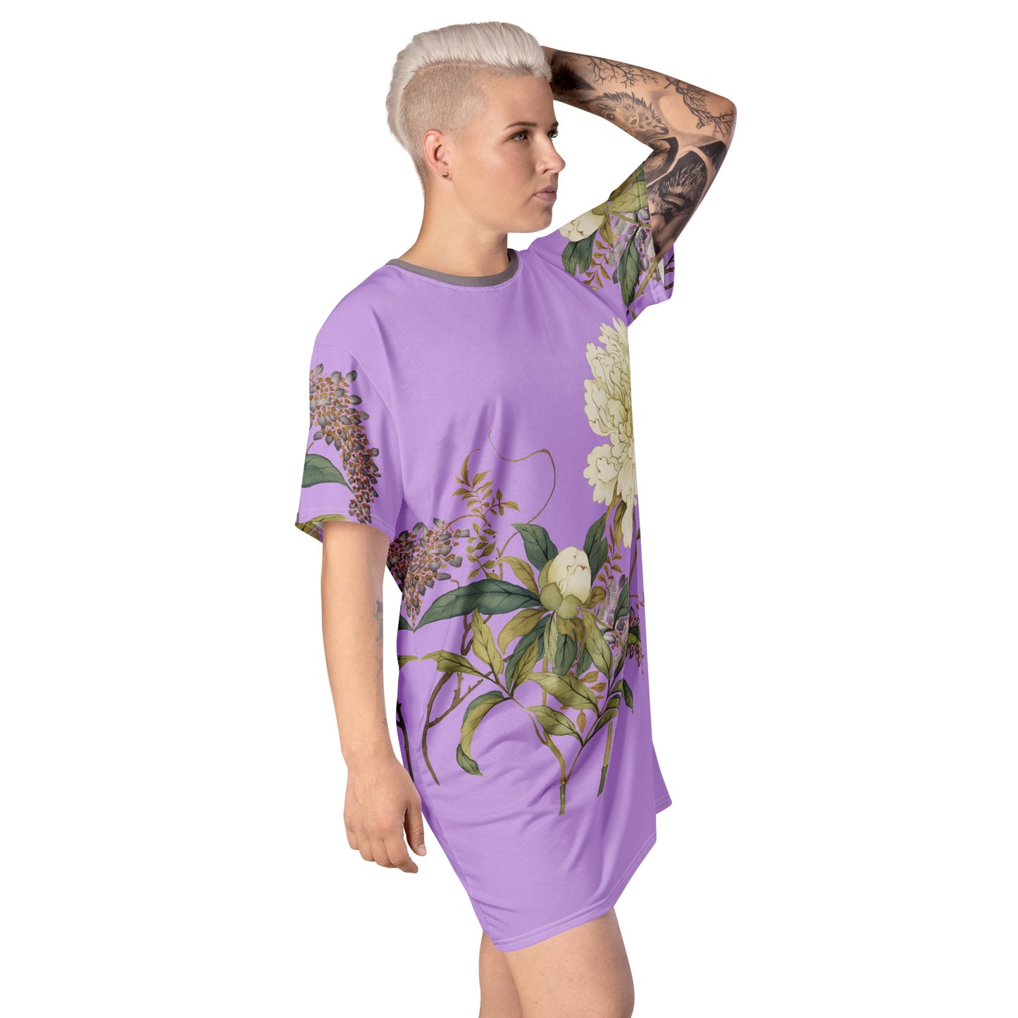 The Spirit of Flowers in Twelve Months|Chinese Peony and Wisteria in Bloom|T-shirt dress|Lilac