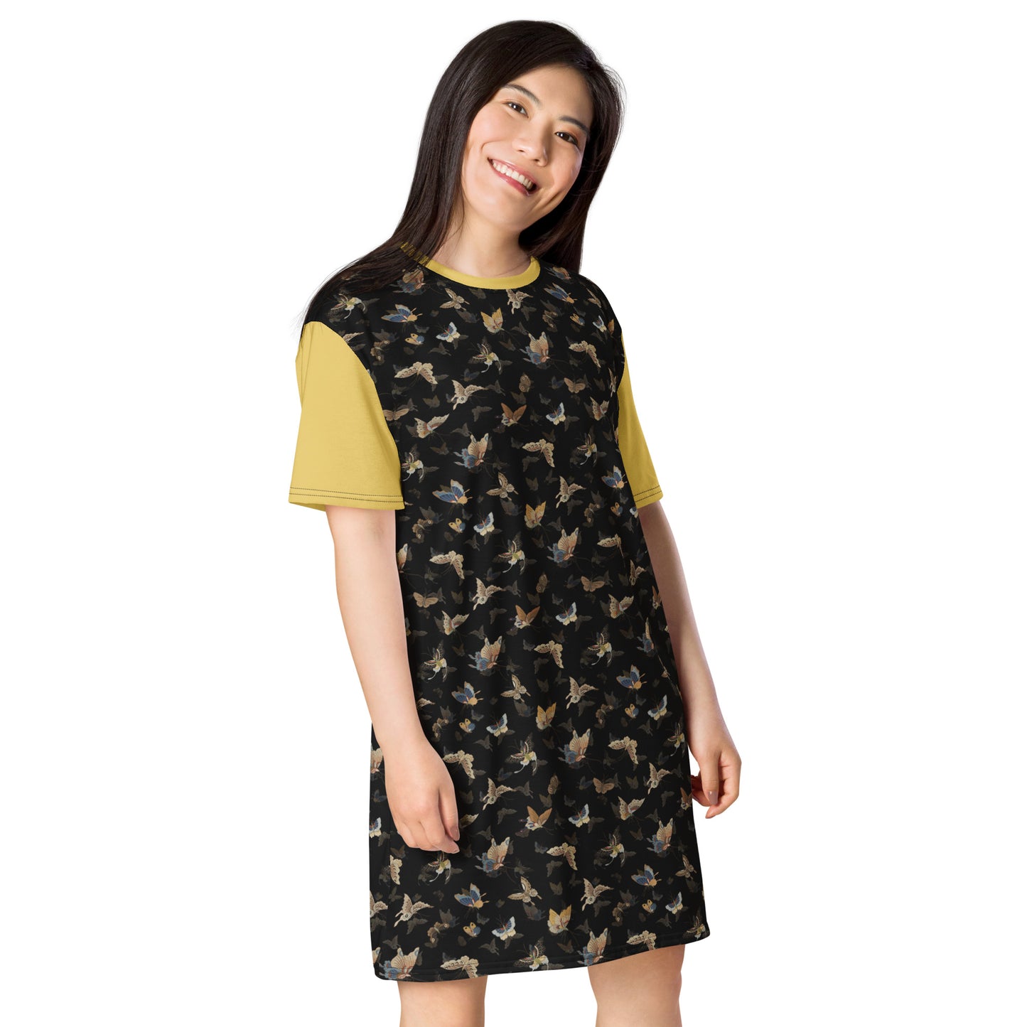 Butterfly dancing|T-shirt dress|Black
