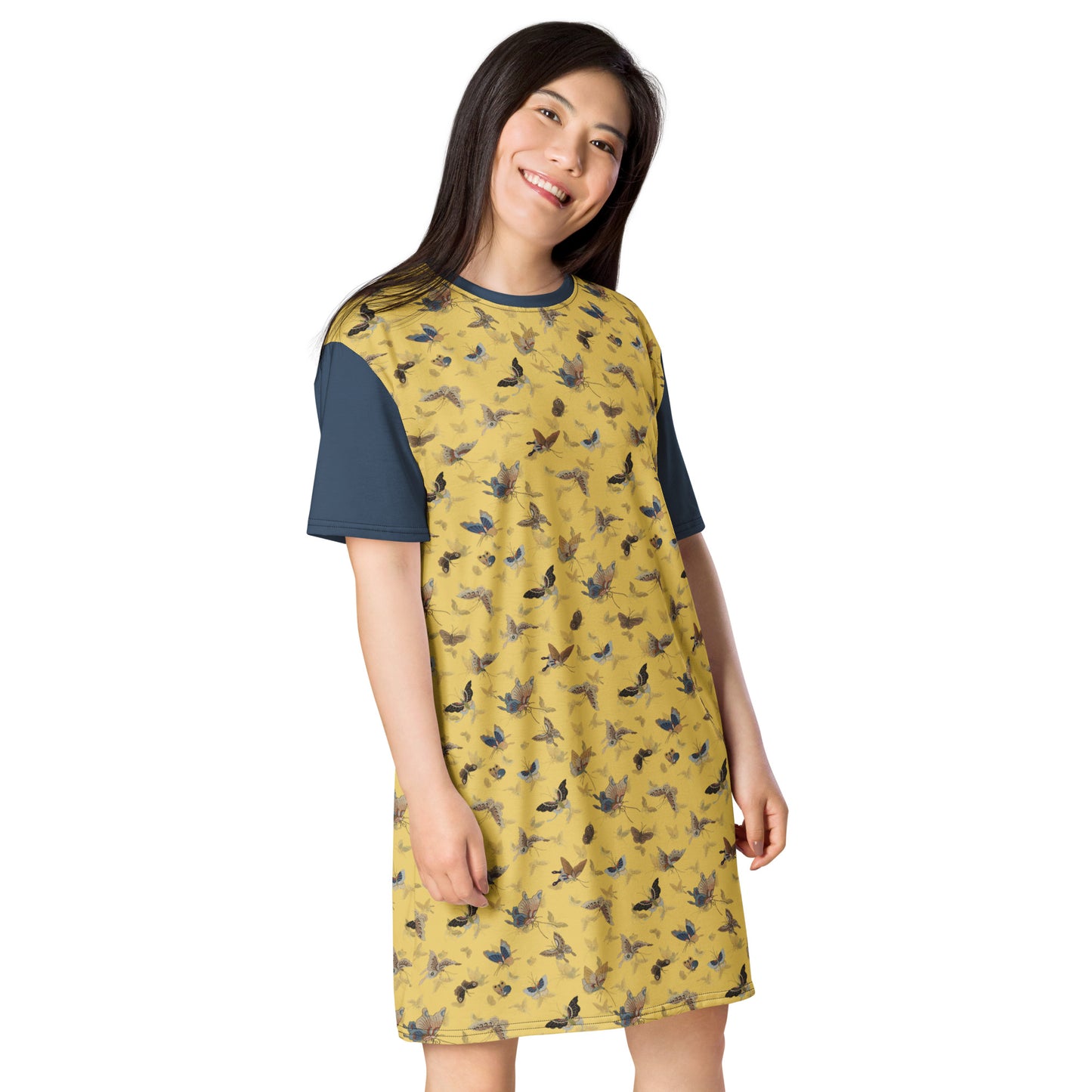 Butterfly dancing|T-shirt dress|Gold