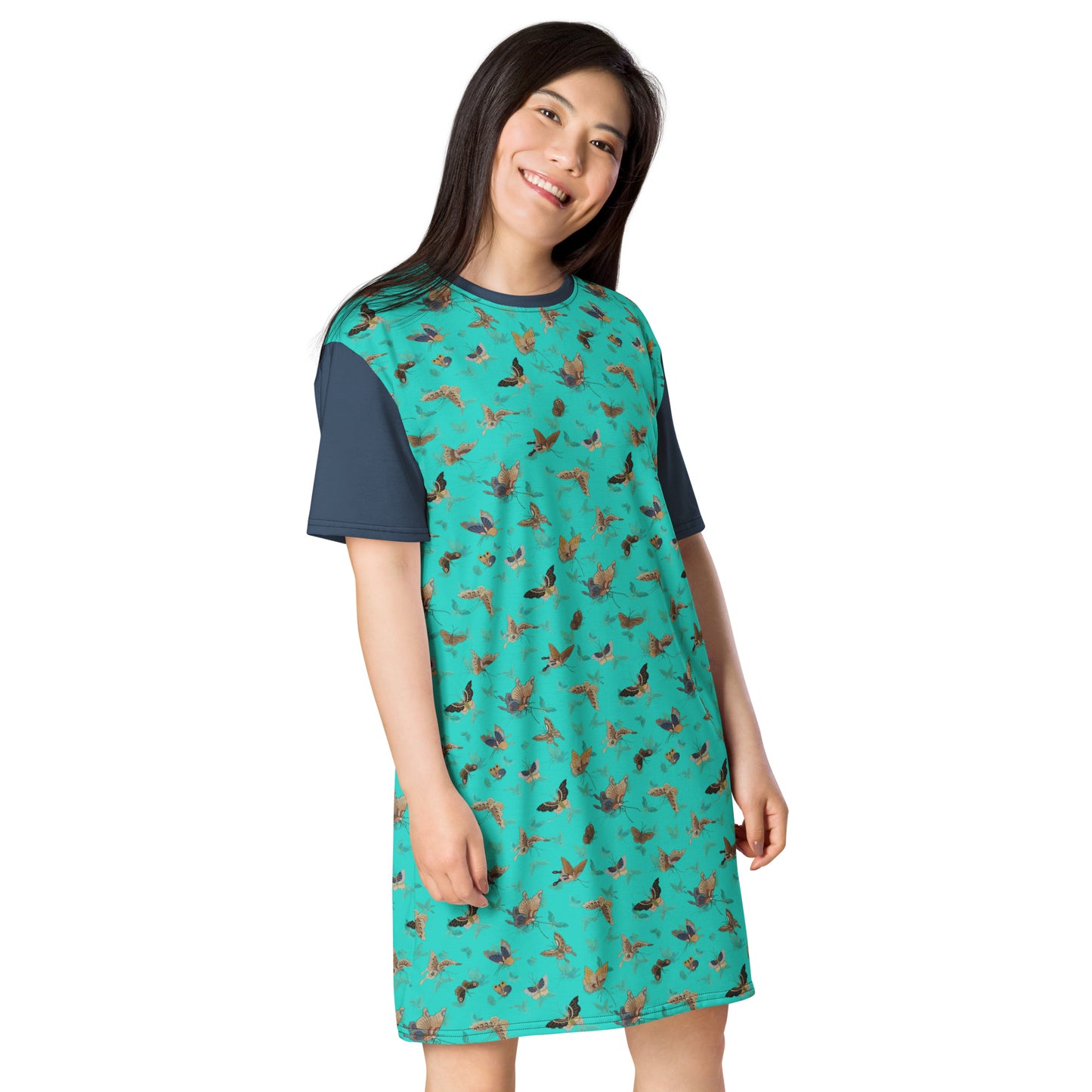 Butterfly dancing|T-shirt dress|Turquoise