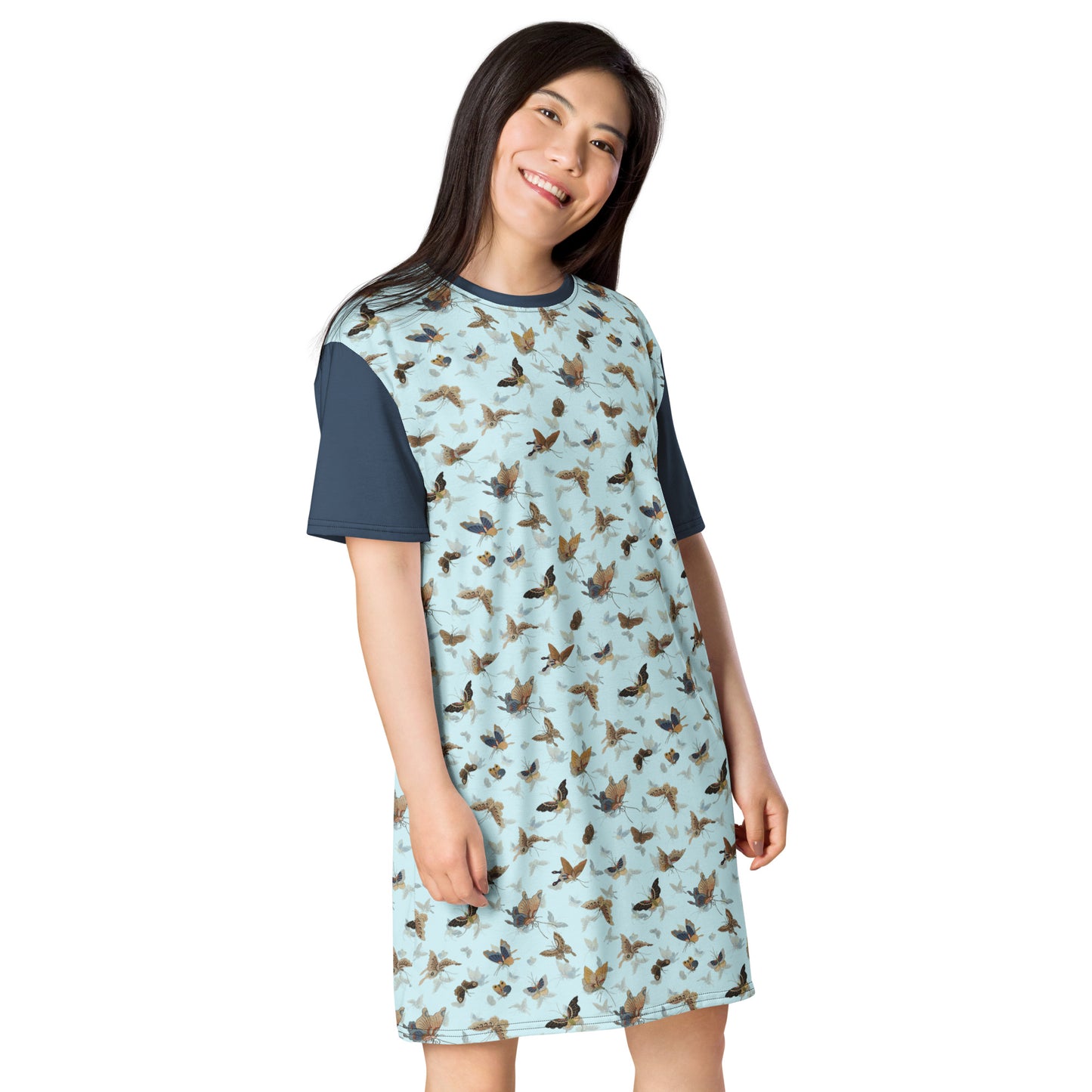 Butterfly dancing|T-shirt dress|Aqua blue