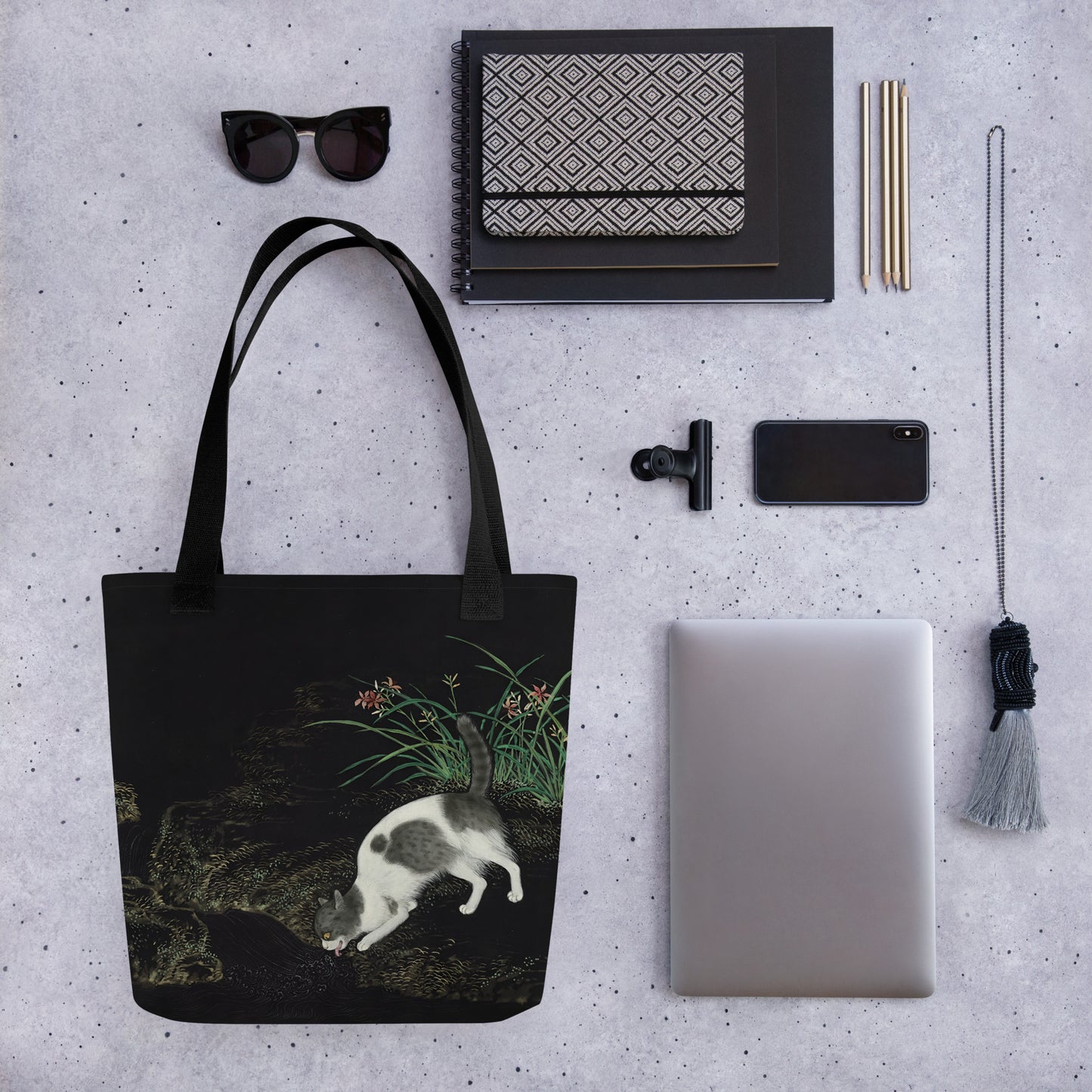 Cats And Butterflies Of Longevity|Two Cats amidst the Orchids in Bloom|Tote bag