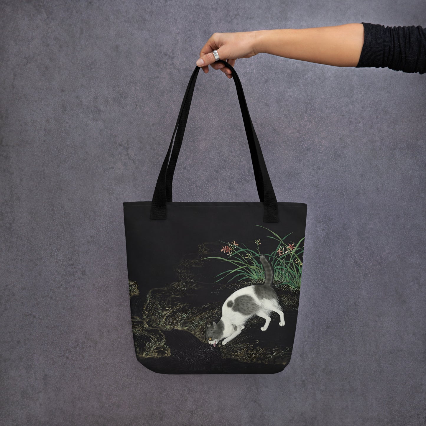 Cats And Butterflies Of Longevity|Two Cats amidst the Orchids in Bloom|Tote bag