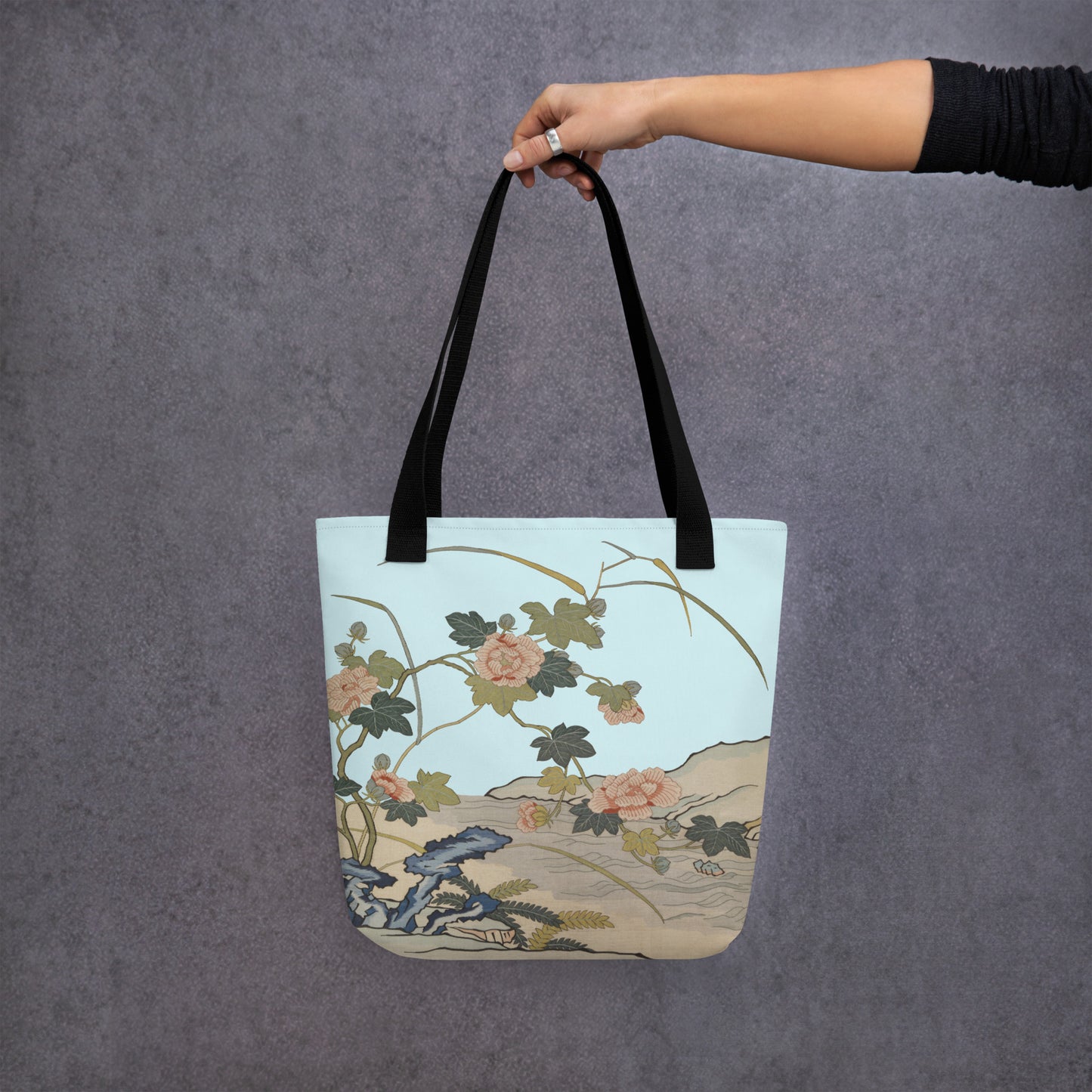 刻丝花卉|芙蓉傍水|手提袋(托特包)|水蓝