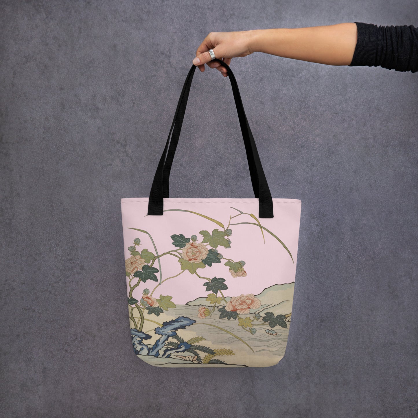 刻丝花卉|芙蓉傍水|手提袋(托特包)|藕色