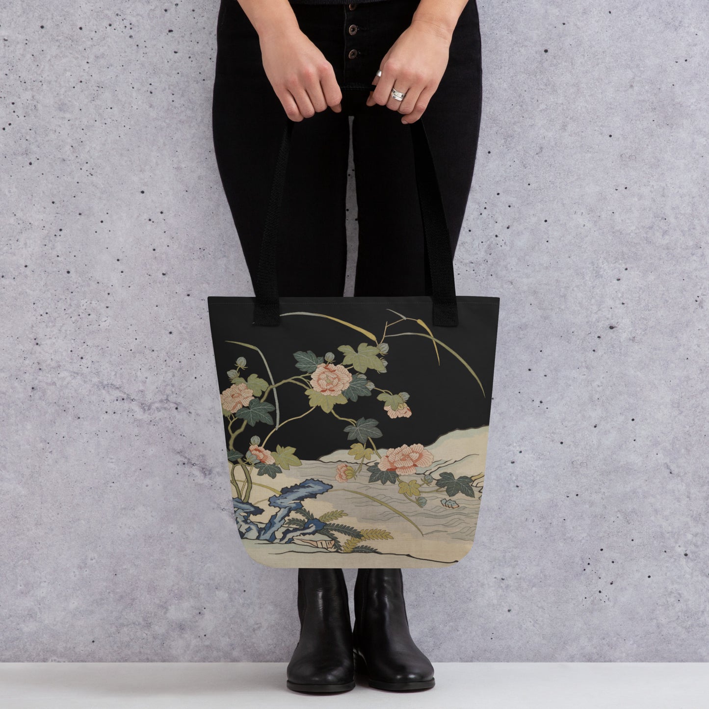 刻丝花卉|芙蓉傍水|手提袋(托特包)|黑色
