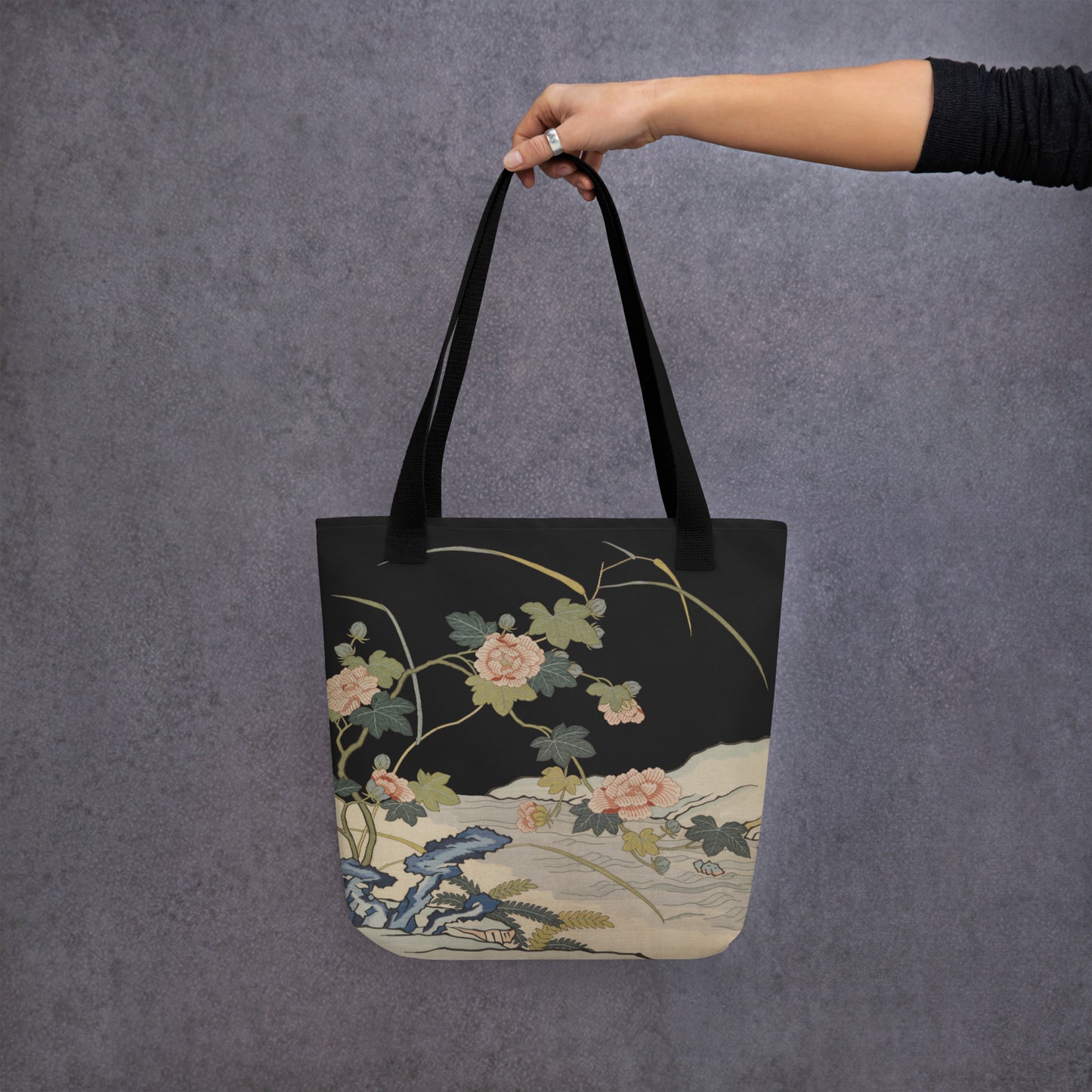 刻丝花卉|芙蓉傍水|手提袋(托特包)|黑色