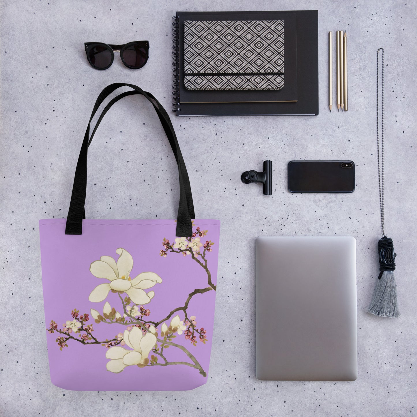 十二月花神|杏花与玉兰盛开|托特包|丁香色