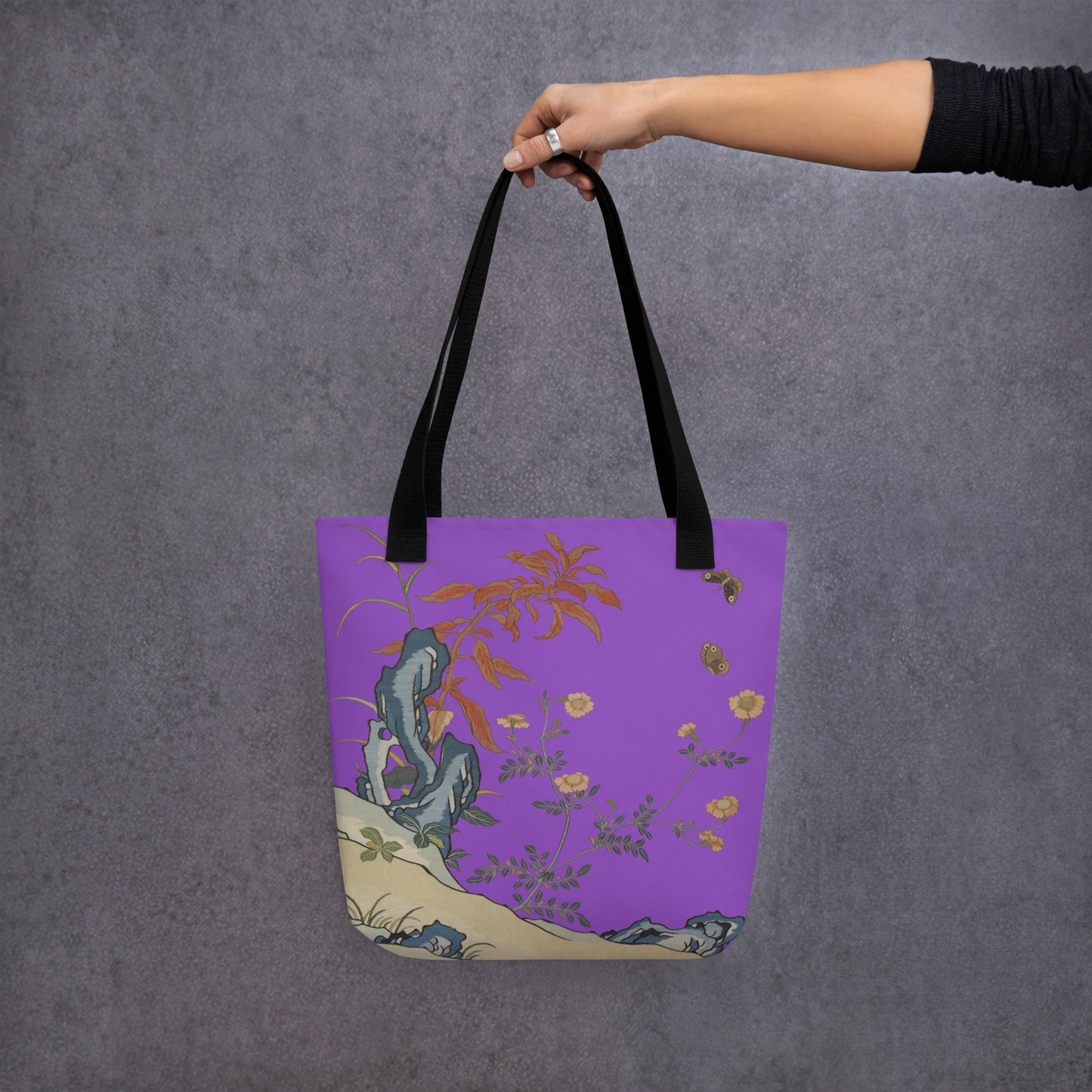 刻丝花卉|花蝶|手提袋(托特包)|紫色