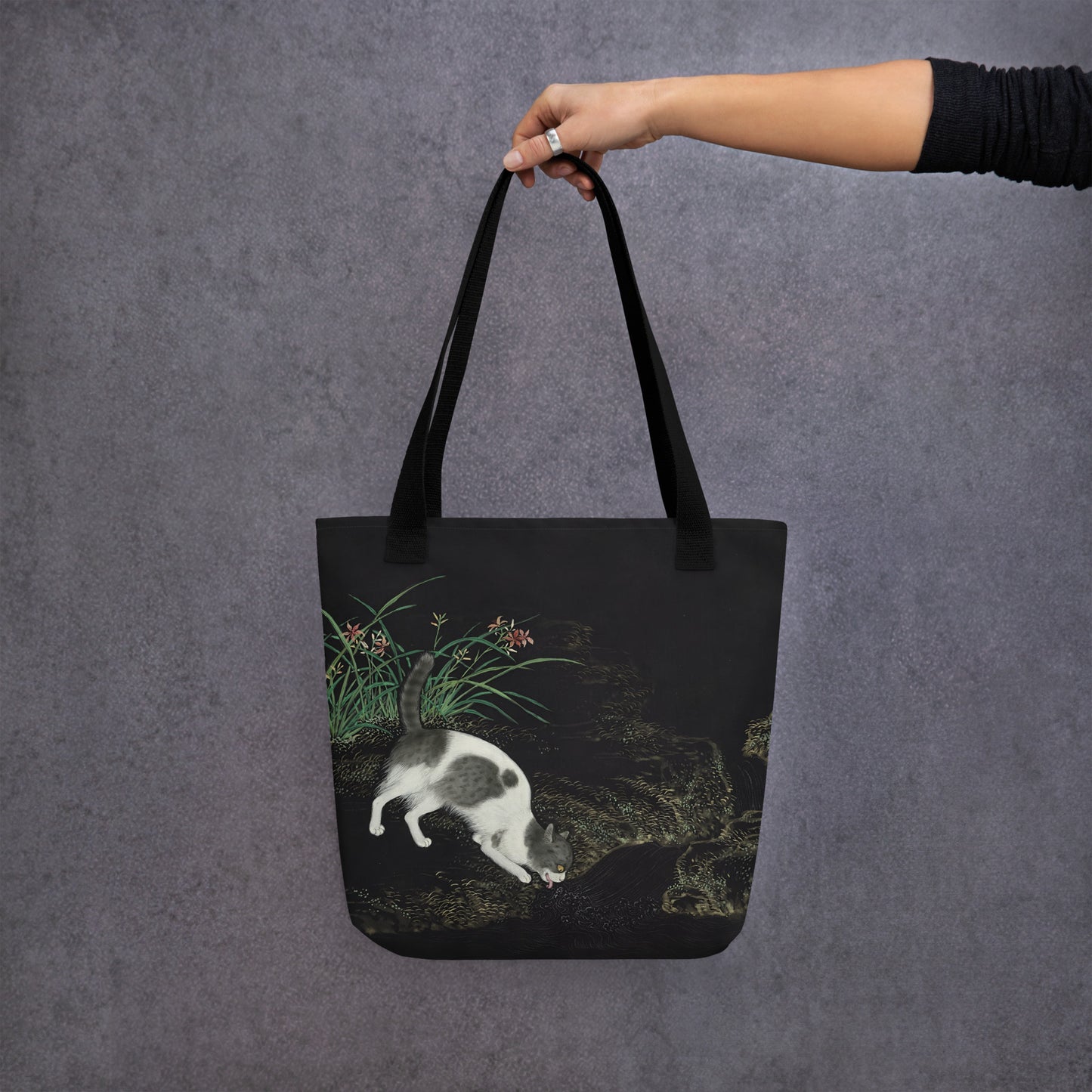 Cats And Butterflies Of Longevity|Two Cats amidst the Orchids in Bloom|Tote bag