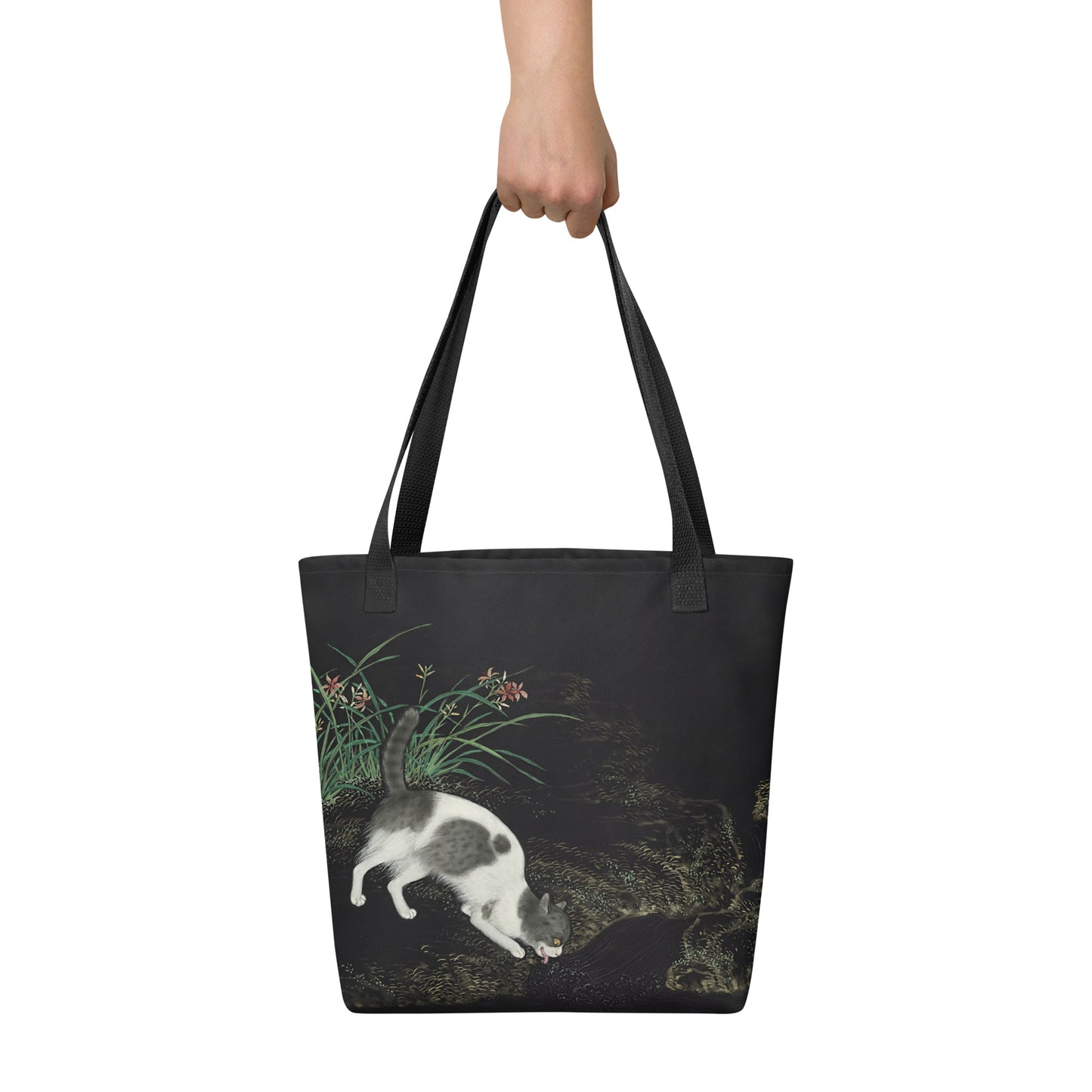 Cats And Butterflies Of Longevity|Two Cats amidst the Orchids in Bloom|Tote bag