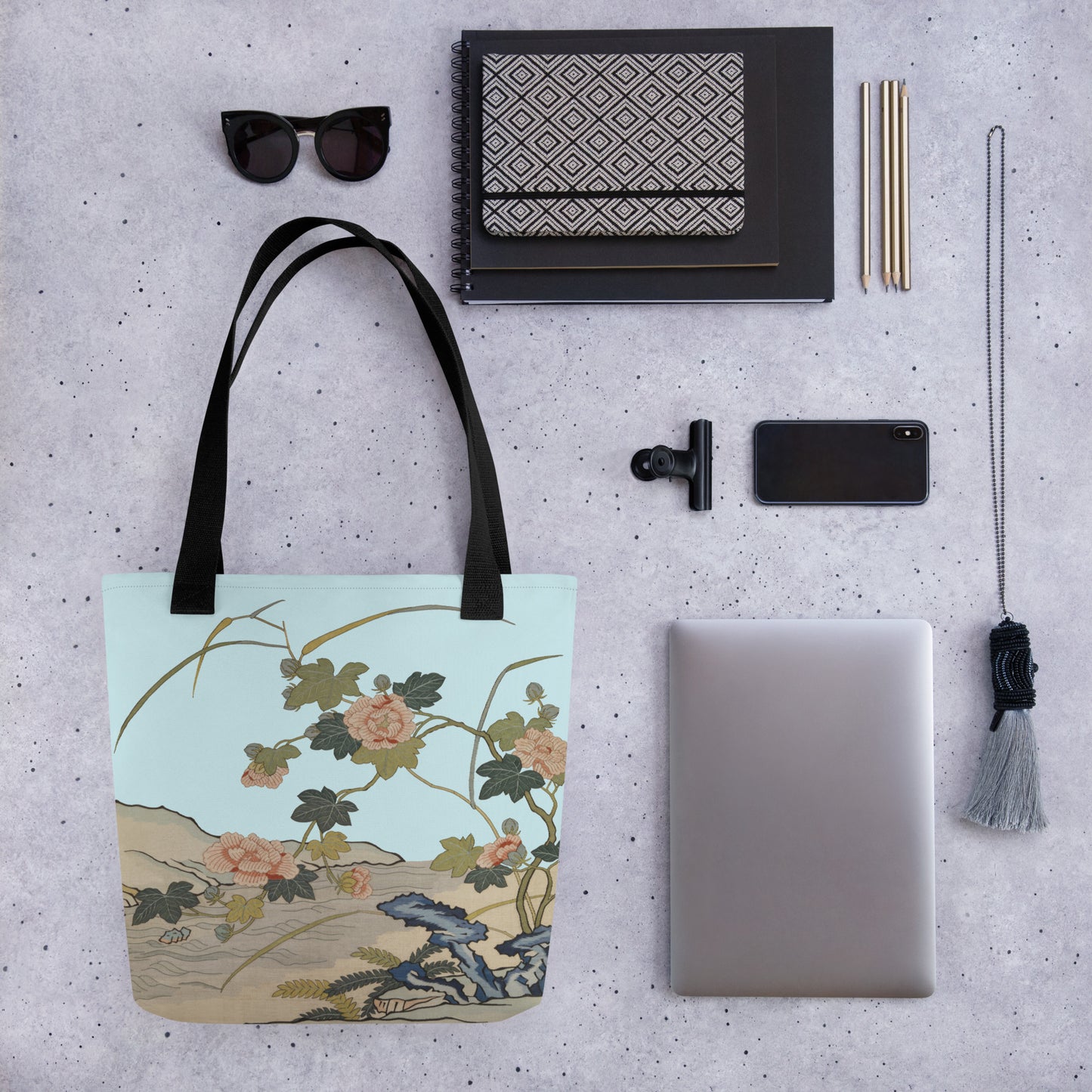 刻丝花卉|芙蓉傍水|手提袋(托特包)|水蓝
