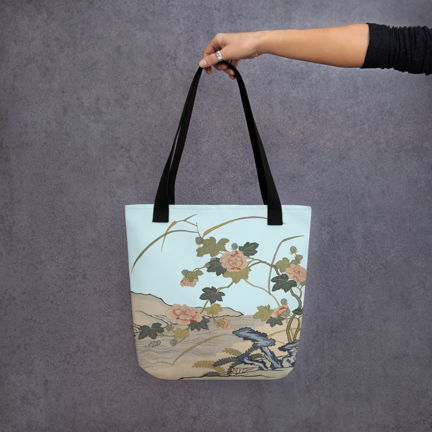 刻丝花卉|芙蓉傍水|手提袋(托特包)|水蓝