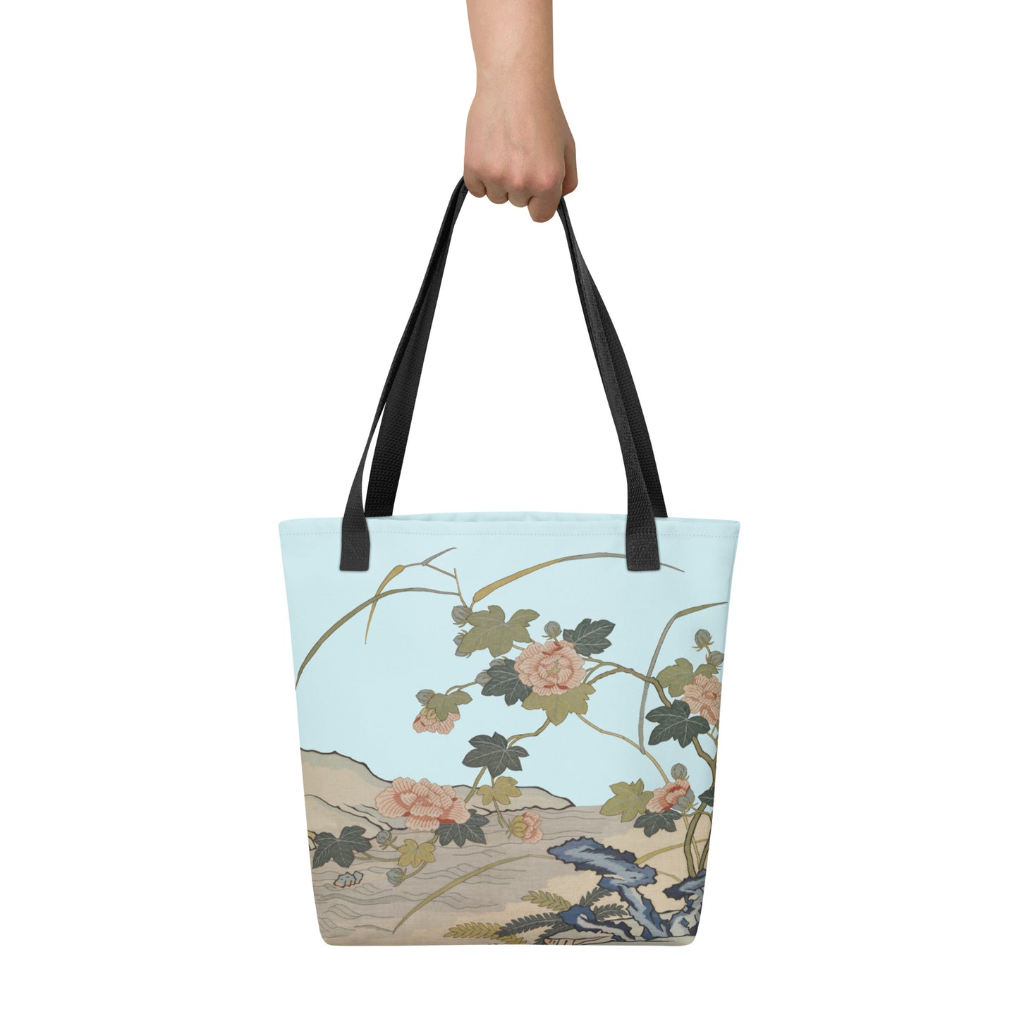 刻丝花卉|芙蓉傍水|手提袋(托特包)|水蓝