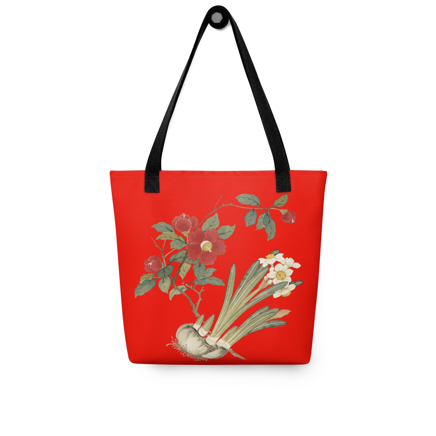 十二月花神|水仙茶花|手提袋(托特包)|石榴红