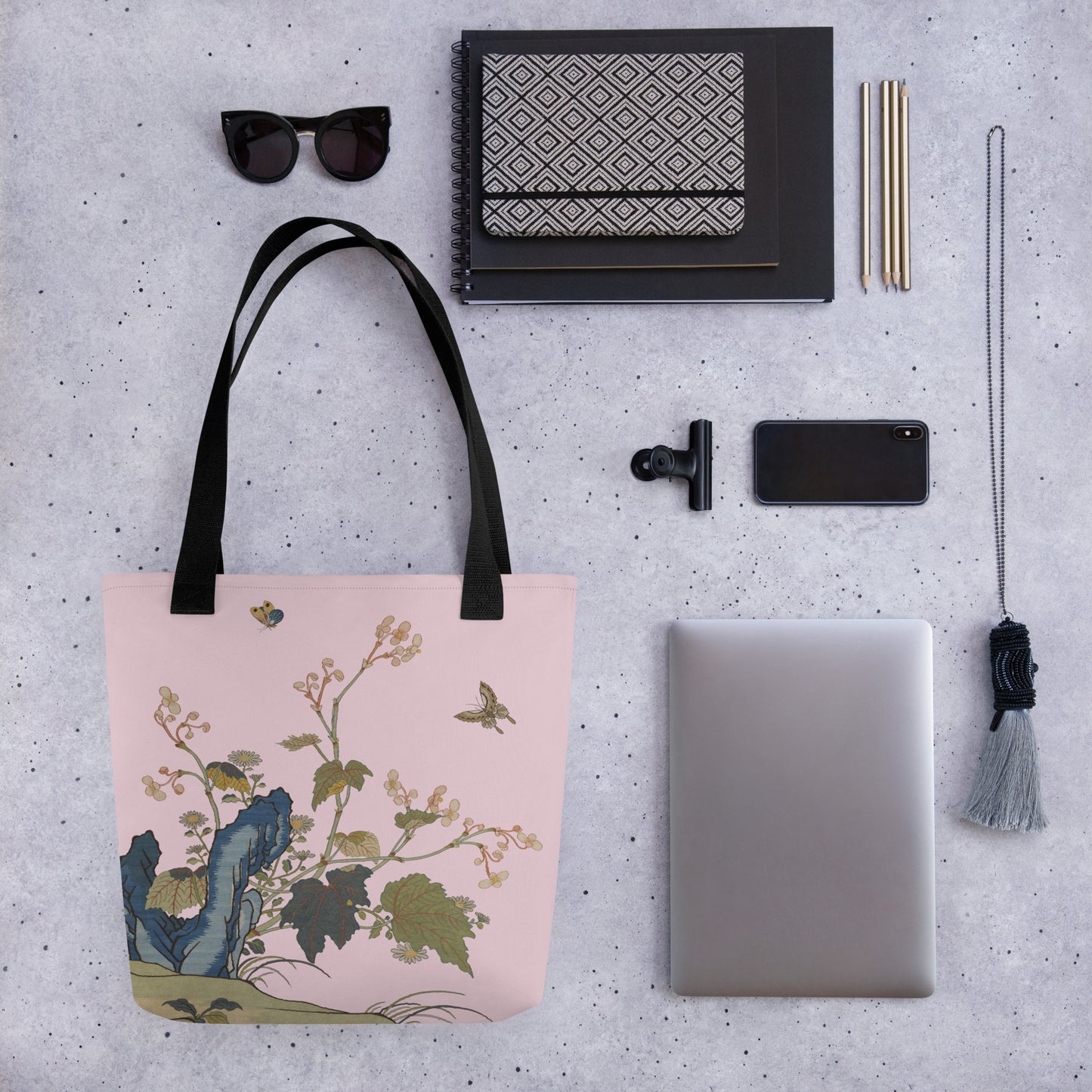 刻丝花卉|海棠|手提袋(托特包)|藕色