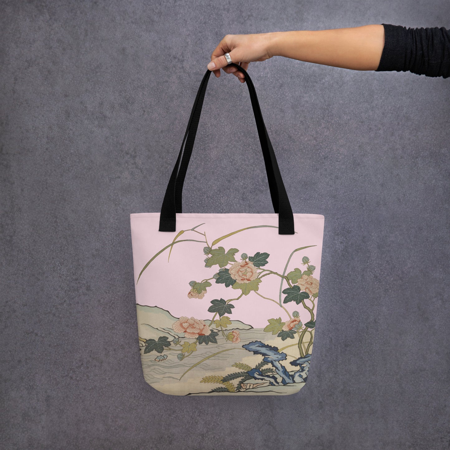 刻丝花卉|芙蓉傍水|手提袋(托特包)|藕色