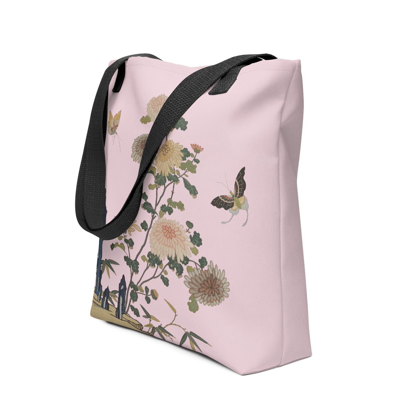 刻丝花卉|菊花双蝶|手提袋(托特包)|藕色
