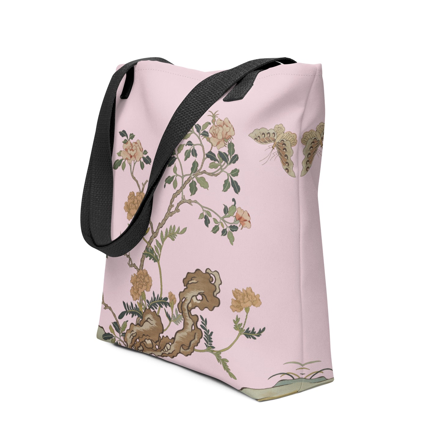 刻丝花卉|蝴蝶月季|手提袋(托特包)|藕色