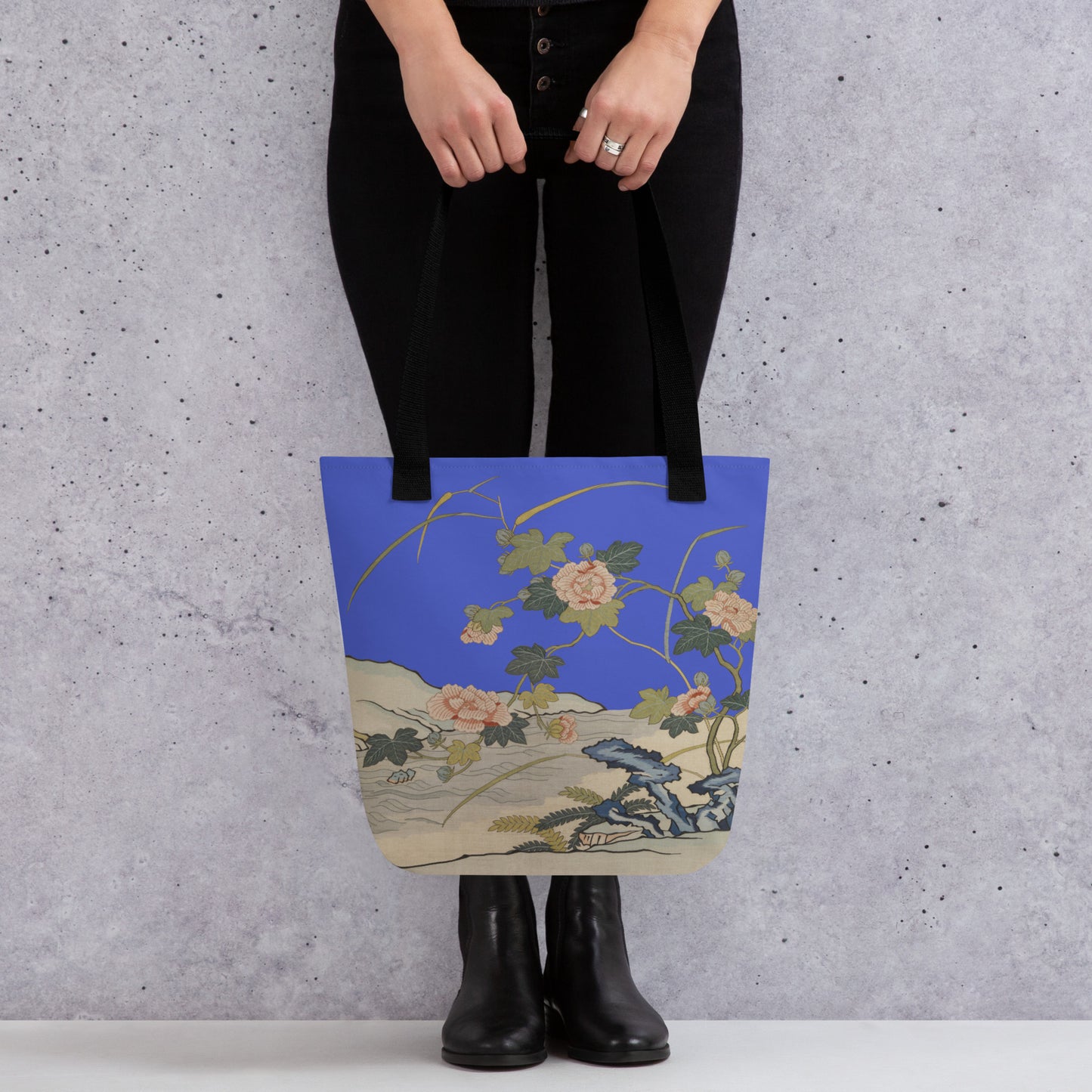 刻丝花卉|芙蓉傍水|手提袋(托特包)|宝蓝