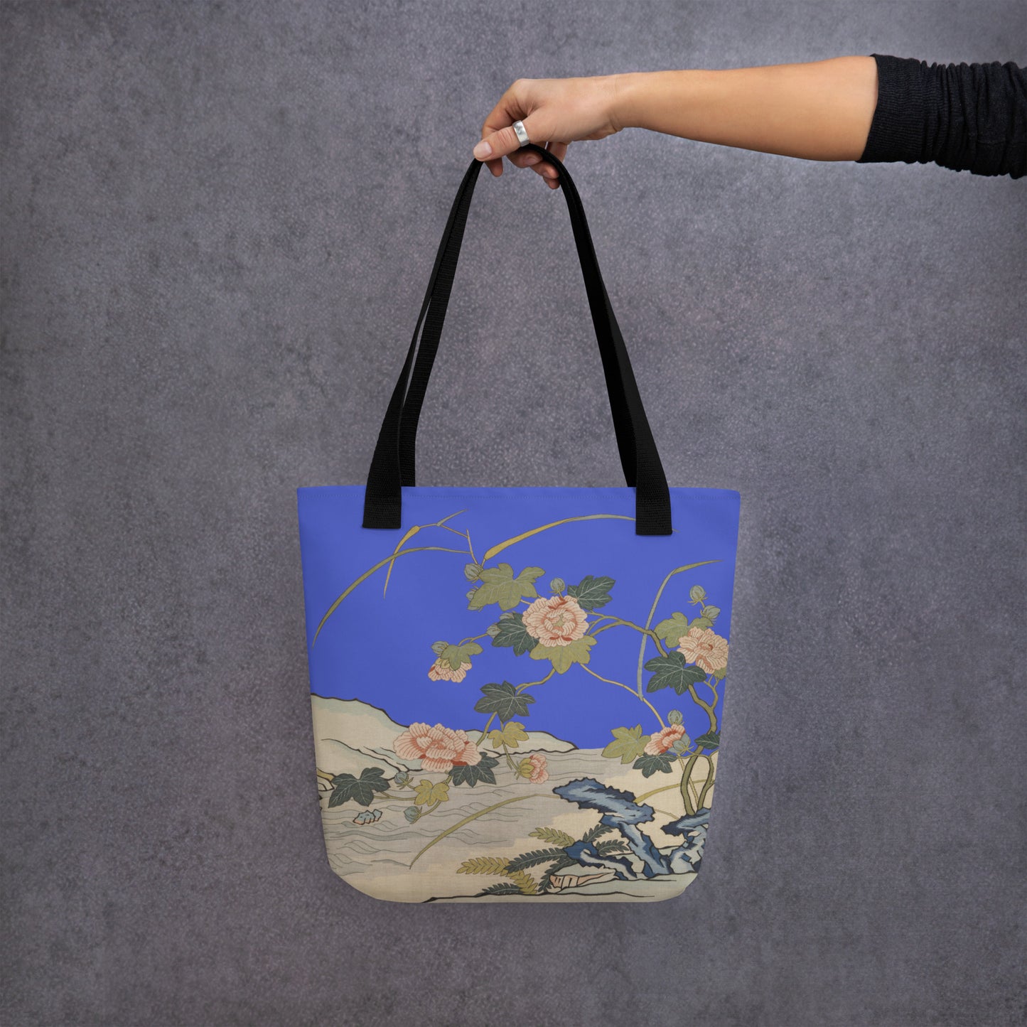 刻丝花卉|芙蓉傍水|手提袋(托特包)|宝蓝
