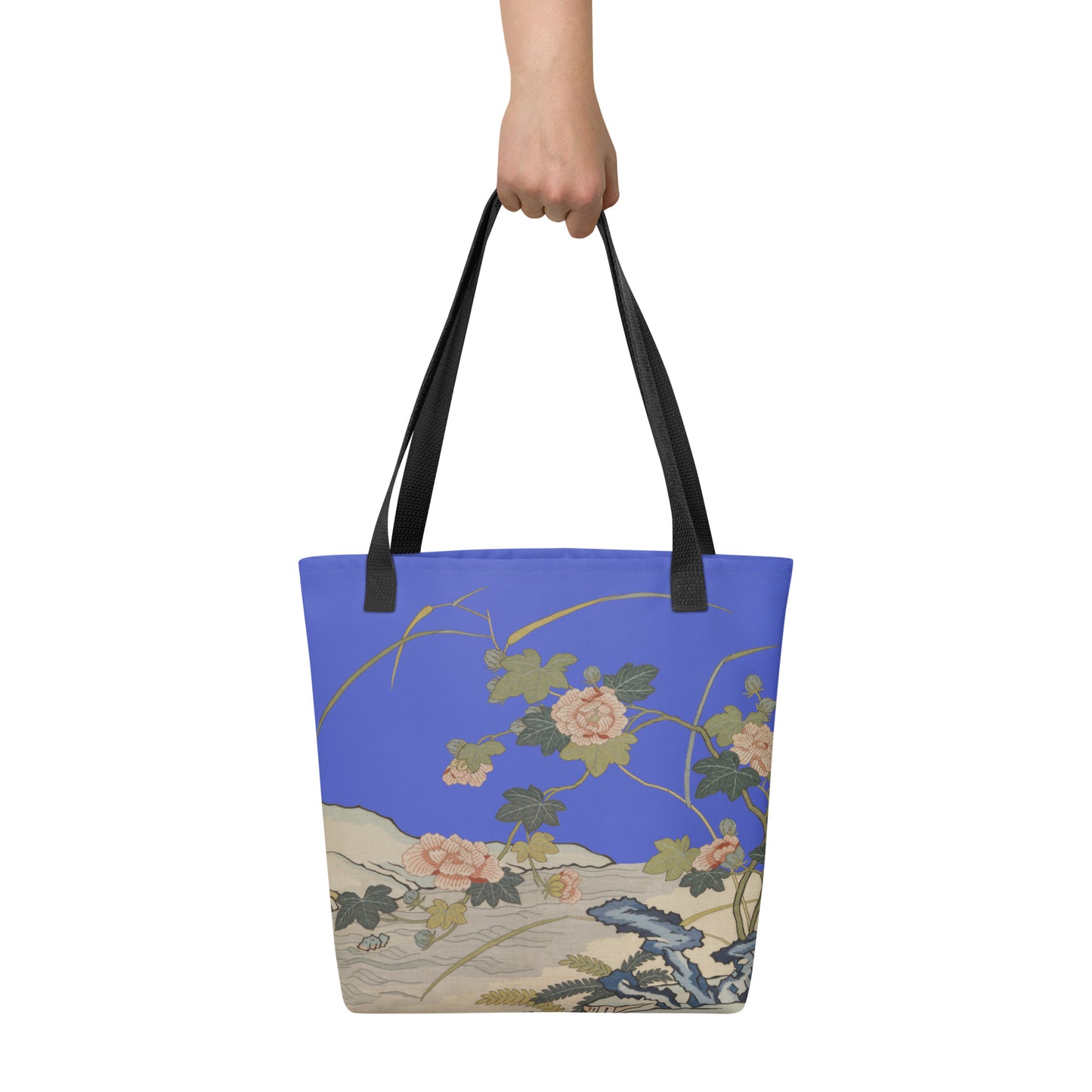 刻丝花卉|芙蓉傍水|手提袋(托特包)|宝蓝