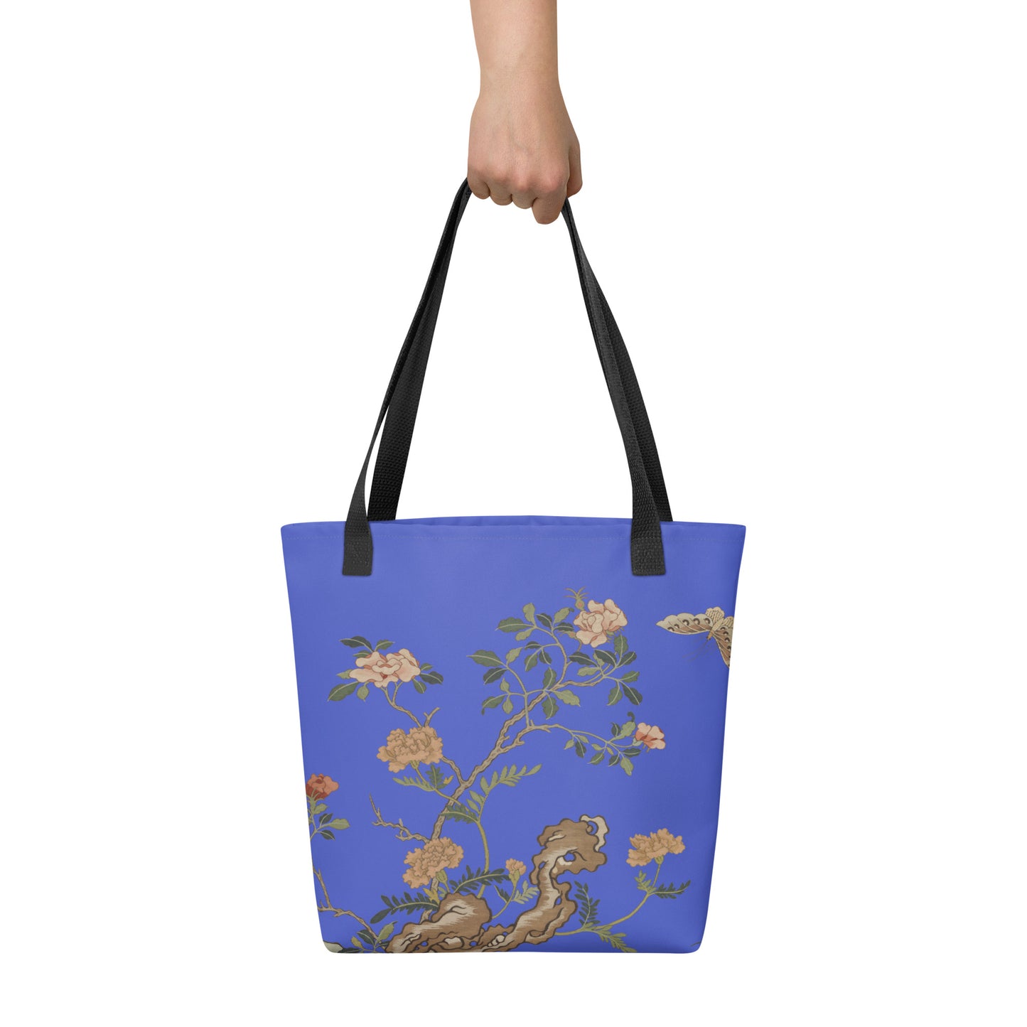 刻丝花卉|蝴蝶月季|手提袋(托特包)|宝蓝
