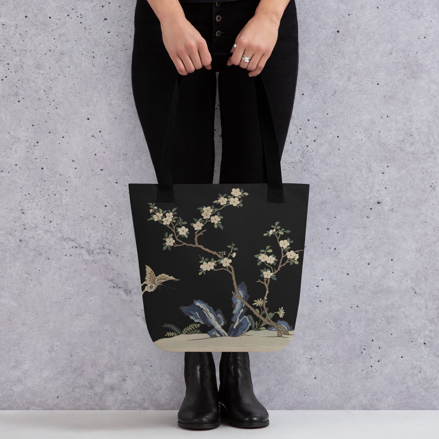 刻丝花卉|梅花蝶|手提袋(托特包)|黑色