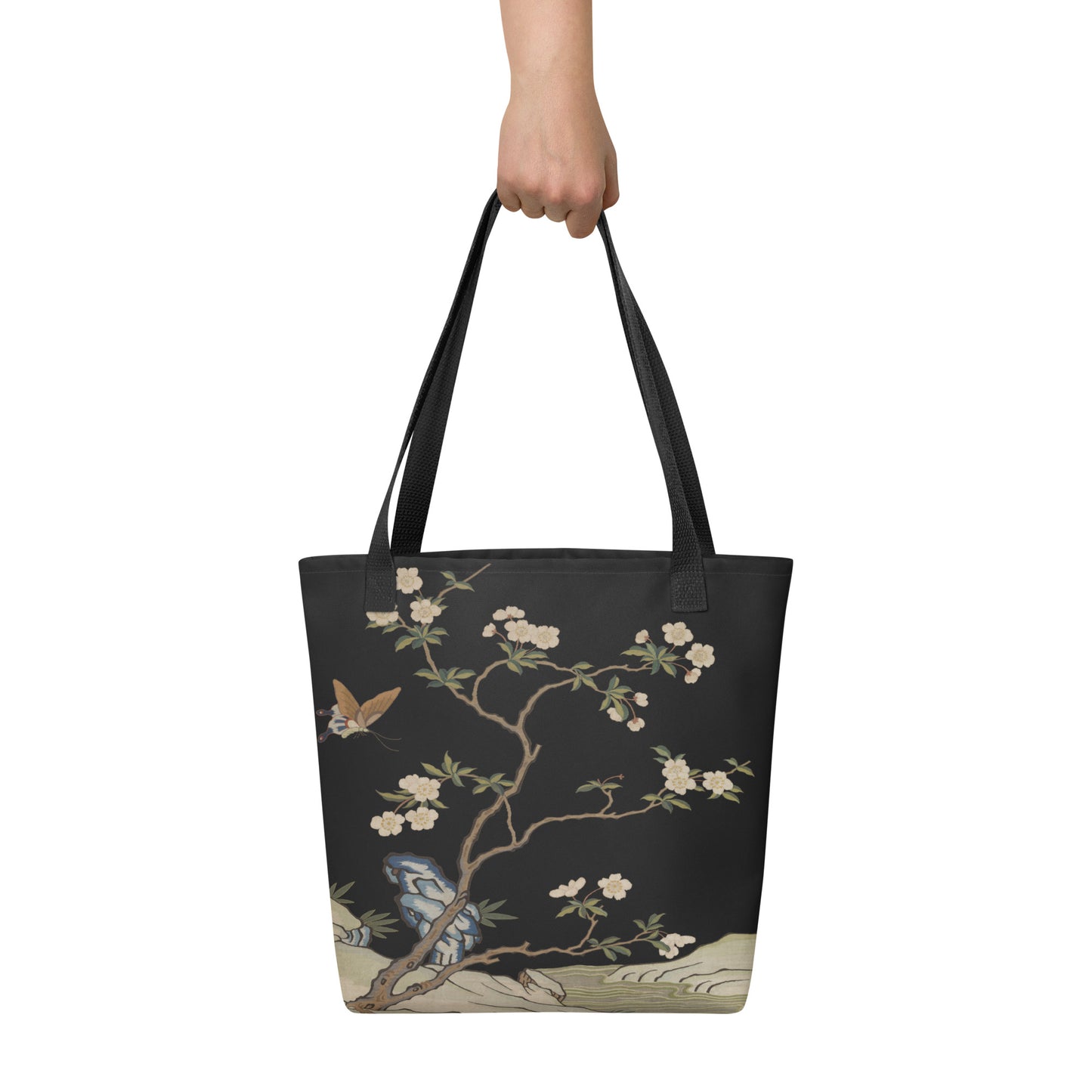 刻丝花卉|李花|手提袋(托特包)|黑色