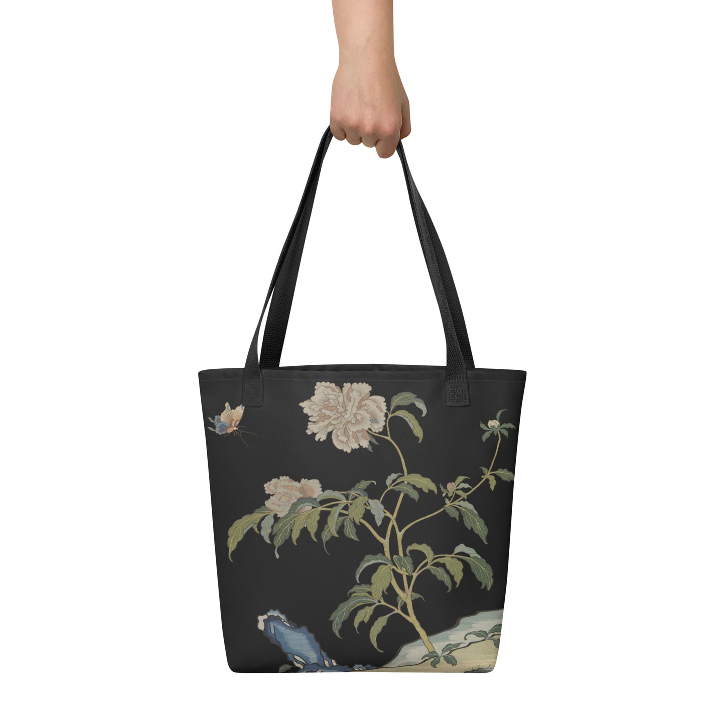 刻丝花卉|芍药|手提袋(托特包)|黑色