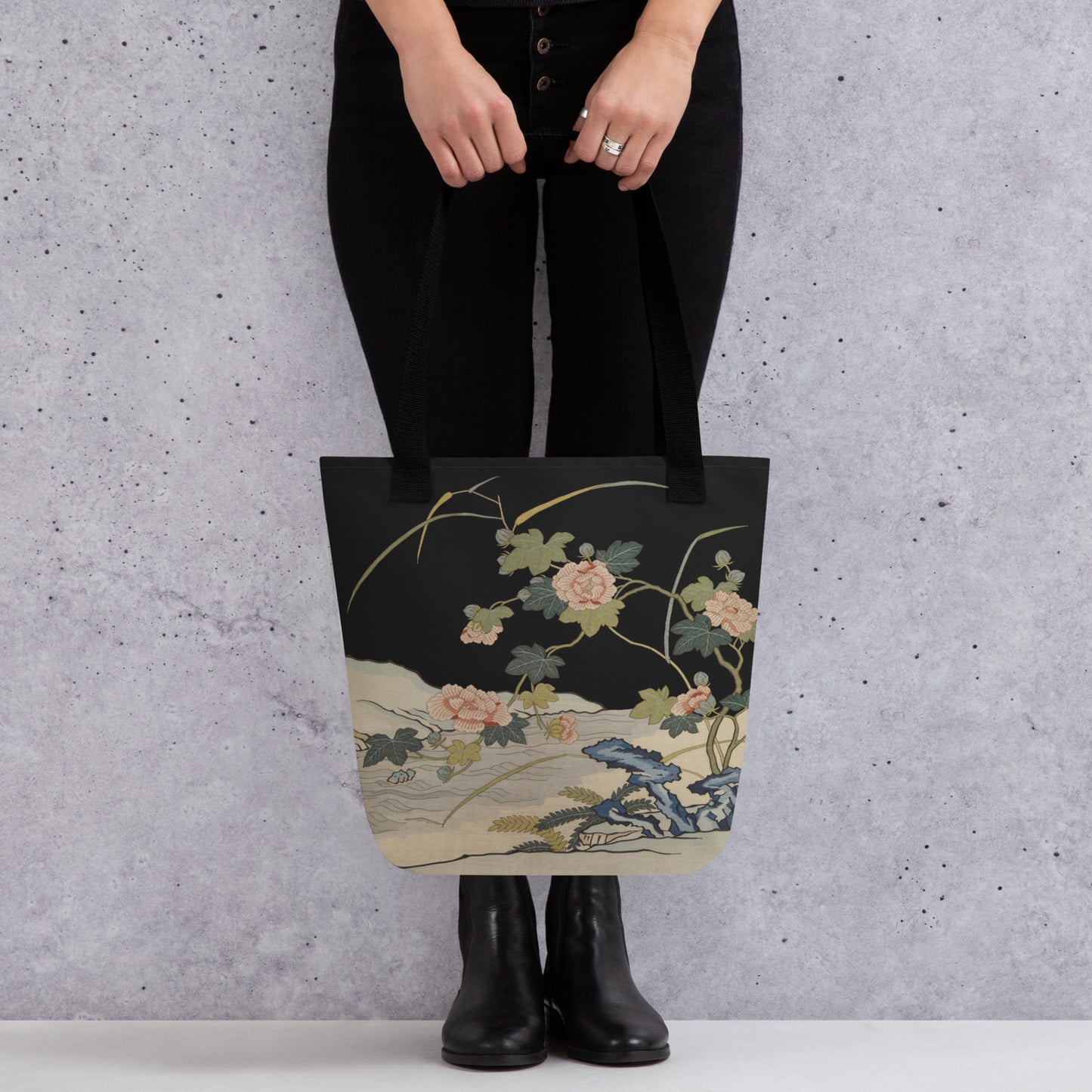 刻丝花卉|芙蓉傍水|手提袋(托特包)|黑色