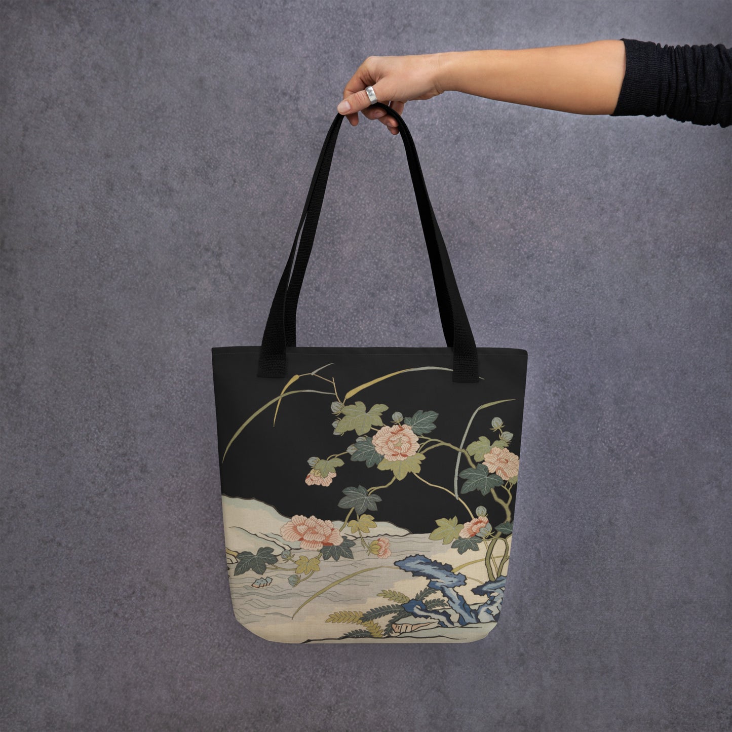 刻丝花卉|芙蓉傍水|手提袋(托特包)|黑色