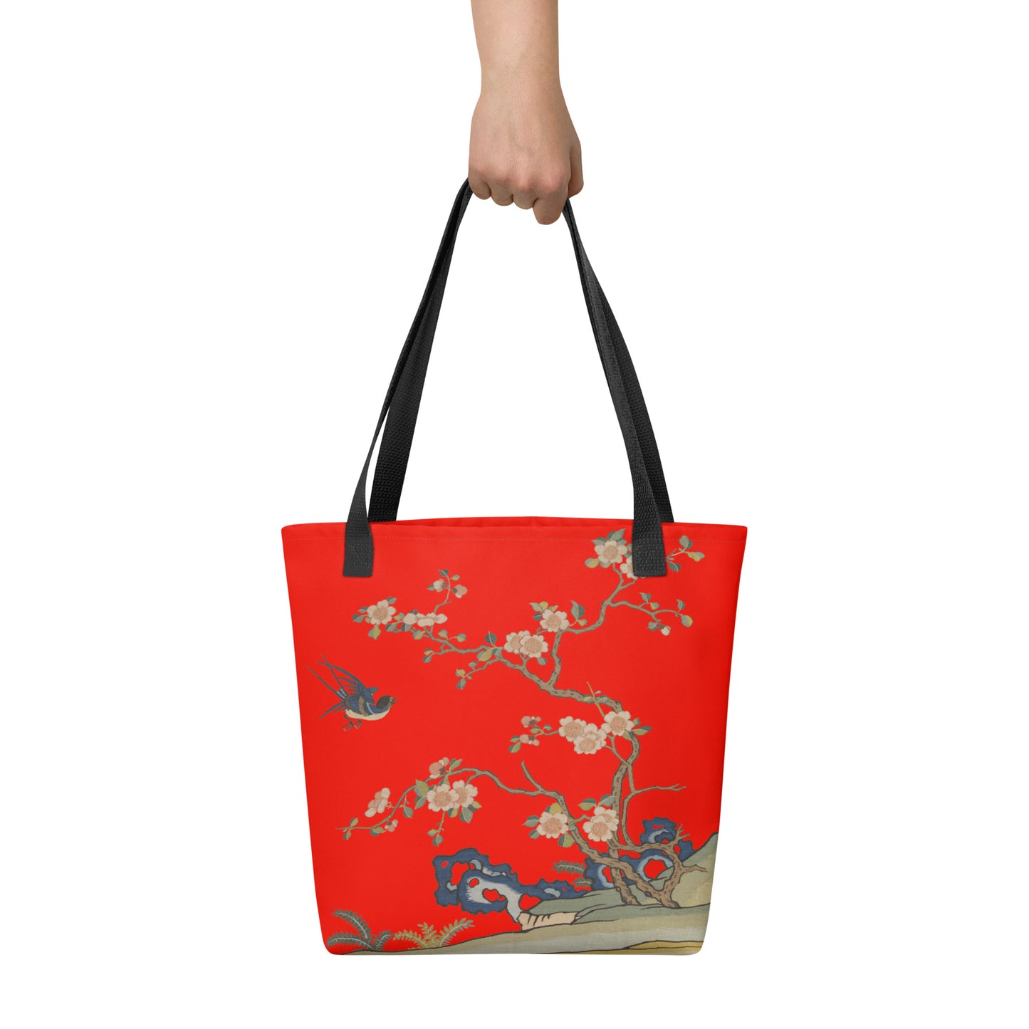 刻丝花卉|飞燕迎春|手提袋(托特包)|石榴红