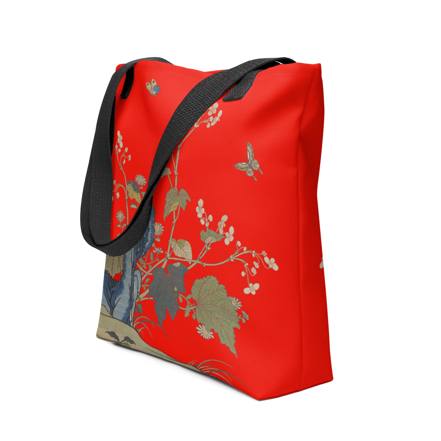 刻丝花卉|海棠|手提袋(托特包)|石榴红