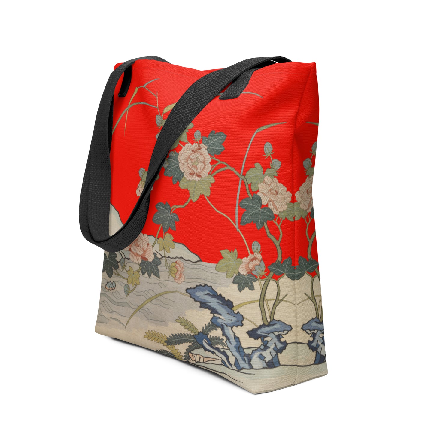 刻丝花卉|芙蓉傍水|手提袋(托特包)|石榴红
